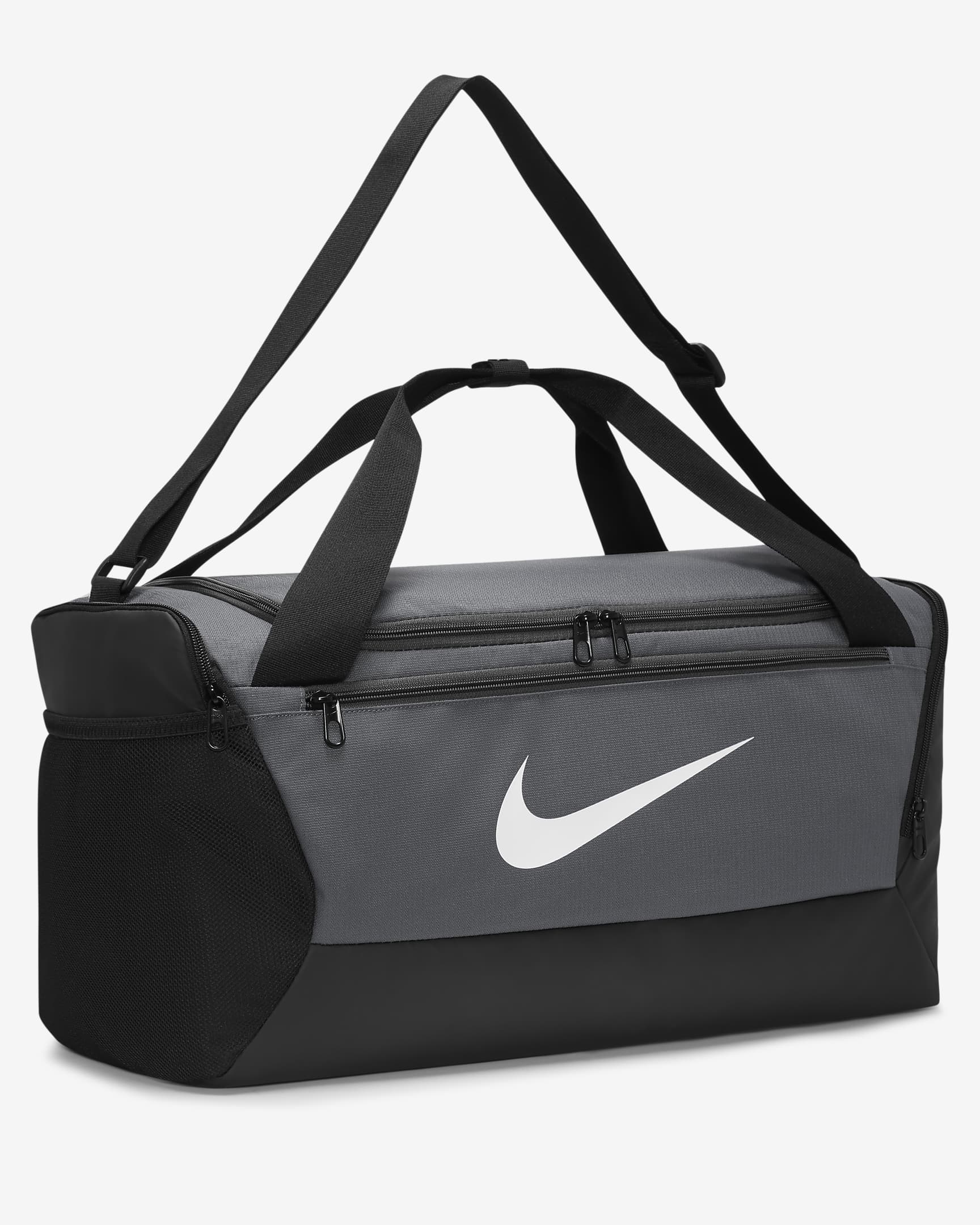 กระเป๋า Duffel เทรนนิ่ง Nike Brasilia 9.5 (ขนาดเล็ก, 41 ล.) - Iron Grey/ดำ/ขาว