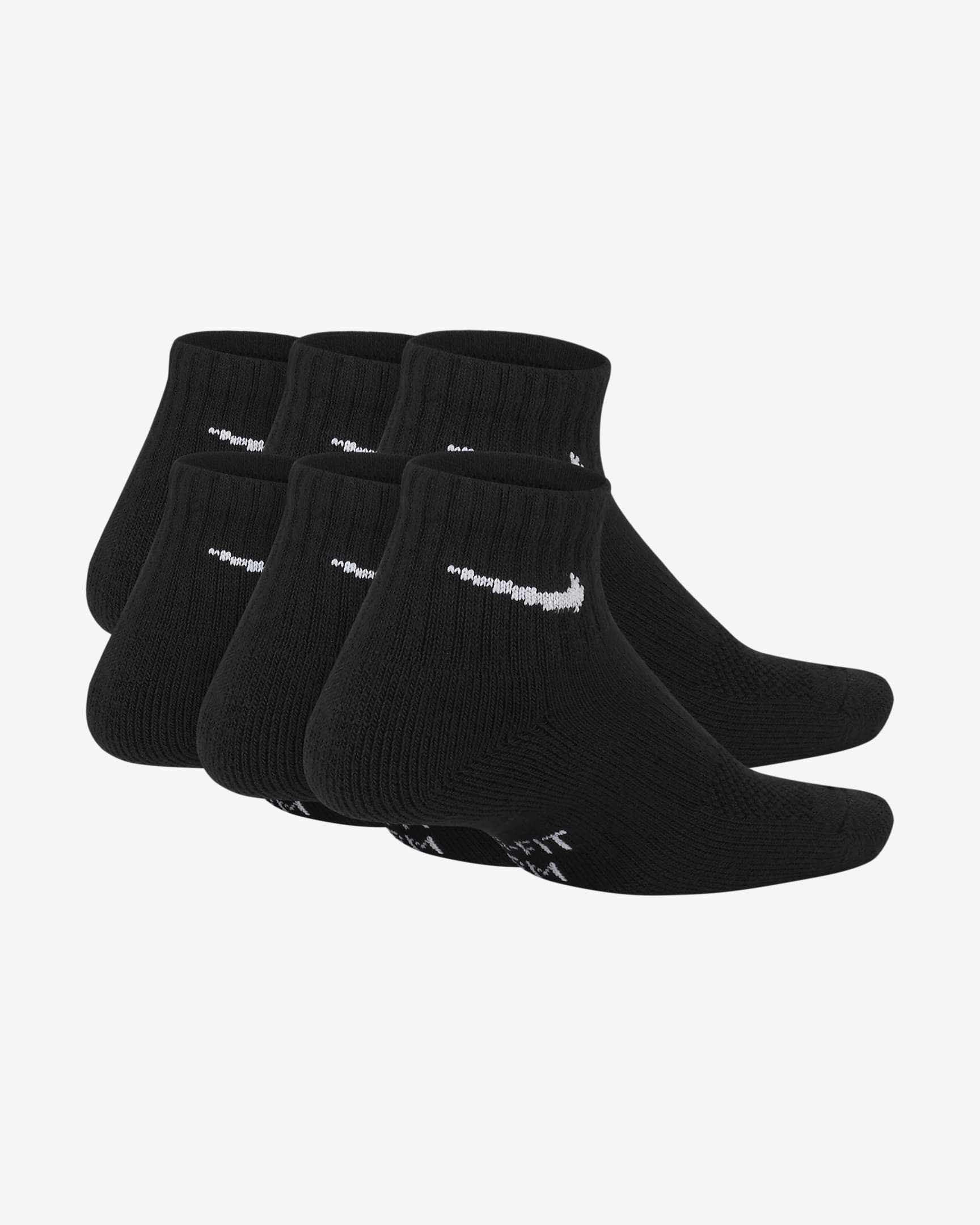 Calcetines al tobillo acolchados para niños Nike Everyday (6 pares) - Negro/Blanco