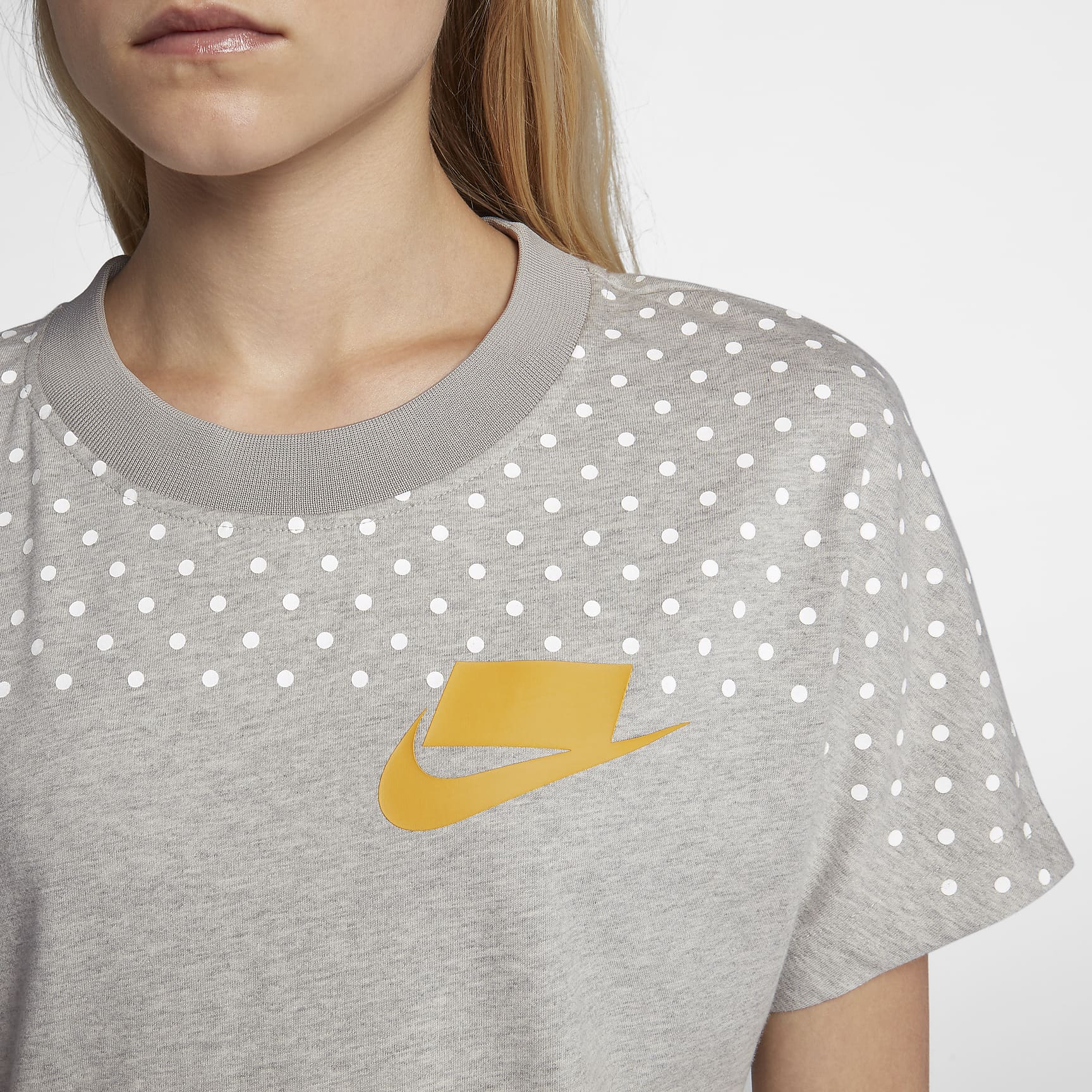 Nike Sportswear Women's Crop Top - Grey Heather/Yellow Ochre/White/Yellow Ochre