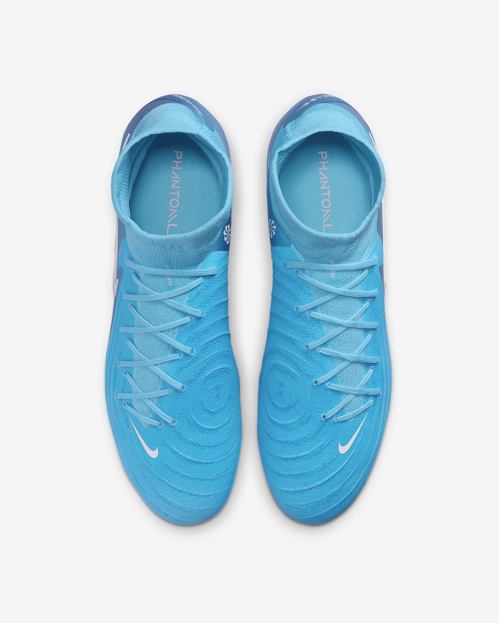 Nike Phantom Luna 2 Pro FG magas szárú, stoplis futballcipő - Blue Fury/Fehér