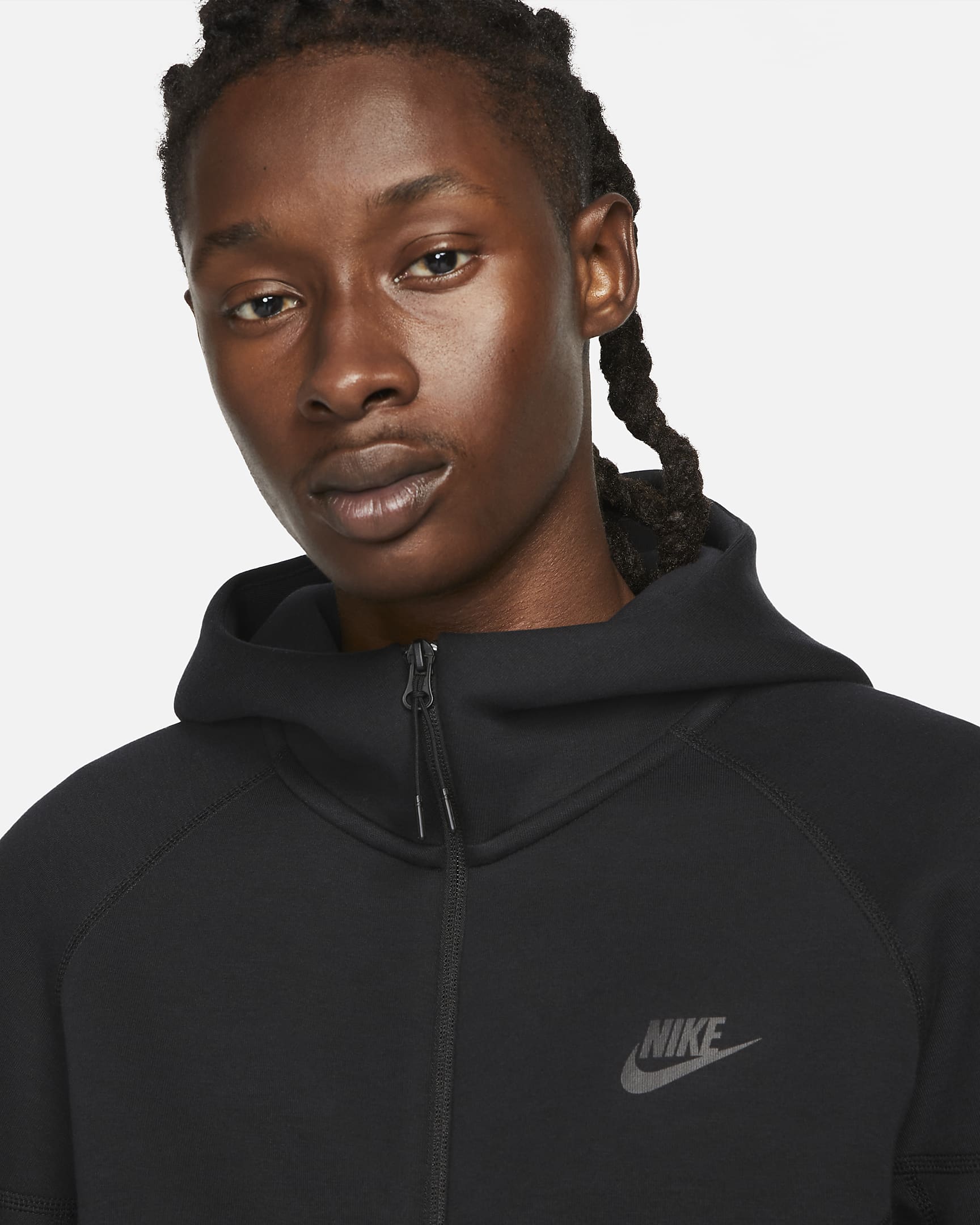 Nike Sportswear Tech Fleece Windrunner Tam Boy Fermuarlı Erkek Kapüşonlu Üst - Siyah/Siyah