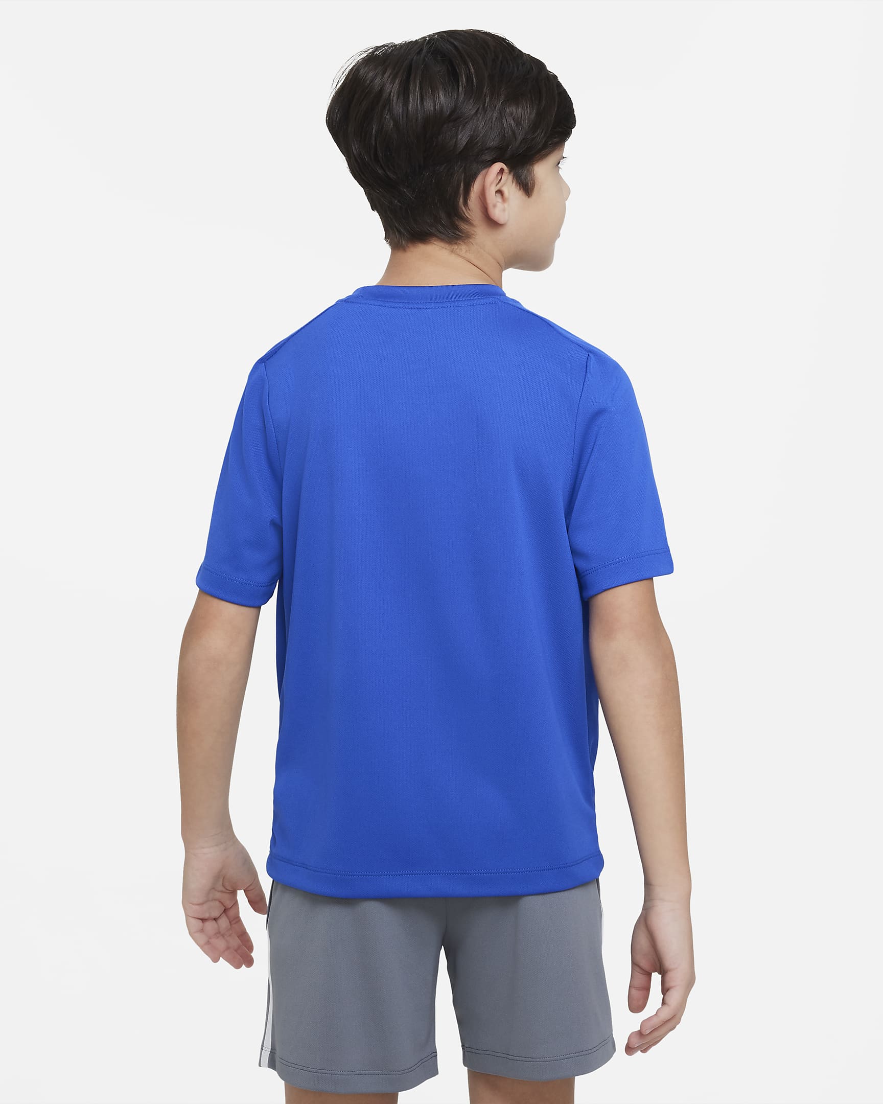 Nike Multi Dri-FIT Trainingsoberteil mit Grafik für ältere Kinder (Jungen) - Game Royal/Weiß