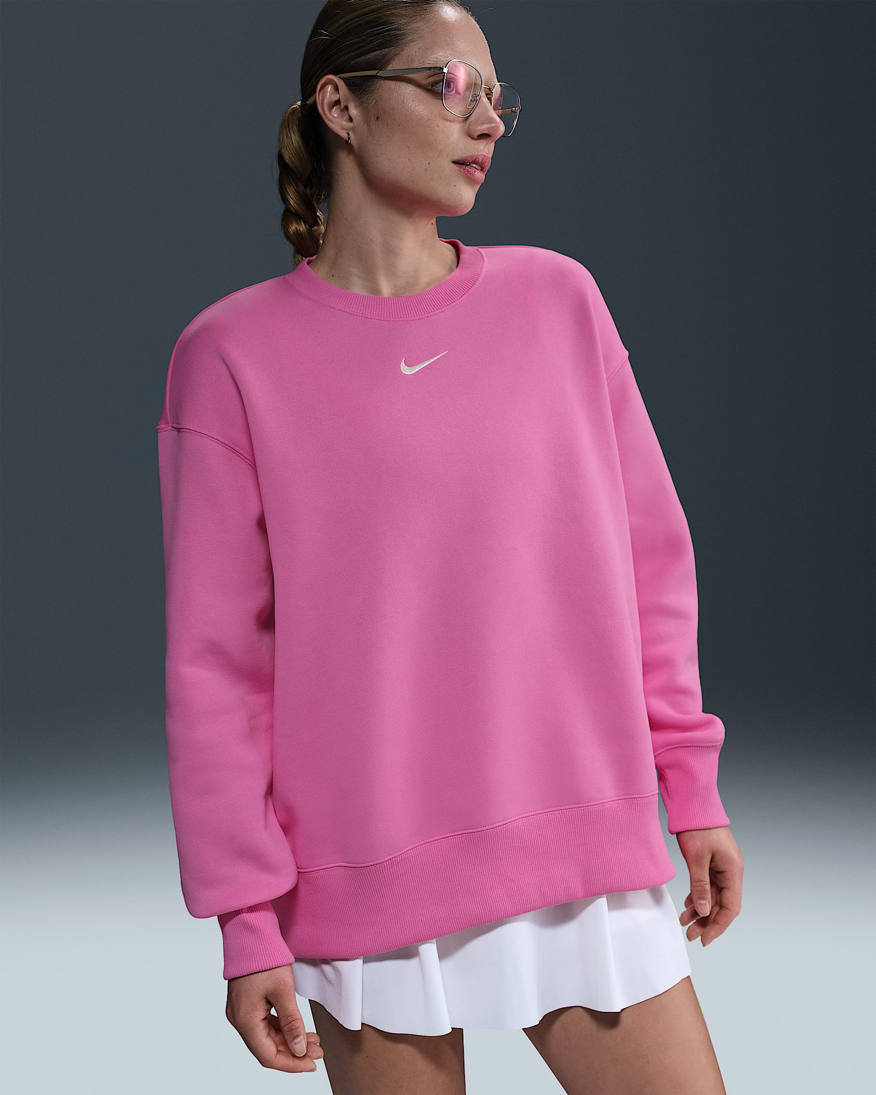 Nike Sportswear Phoenix Fleece Women's Oversized Crew-Neck Sweatshirt - Playful Pink/Sail