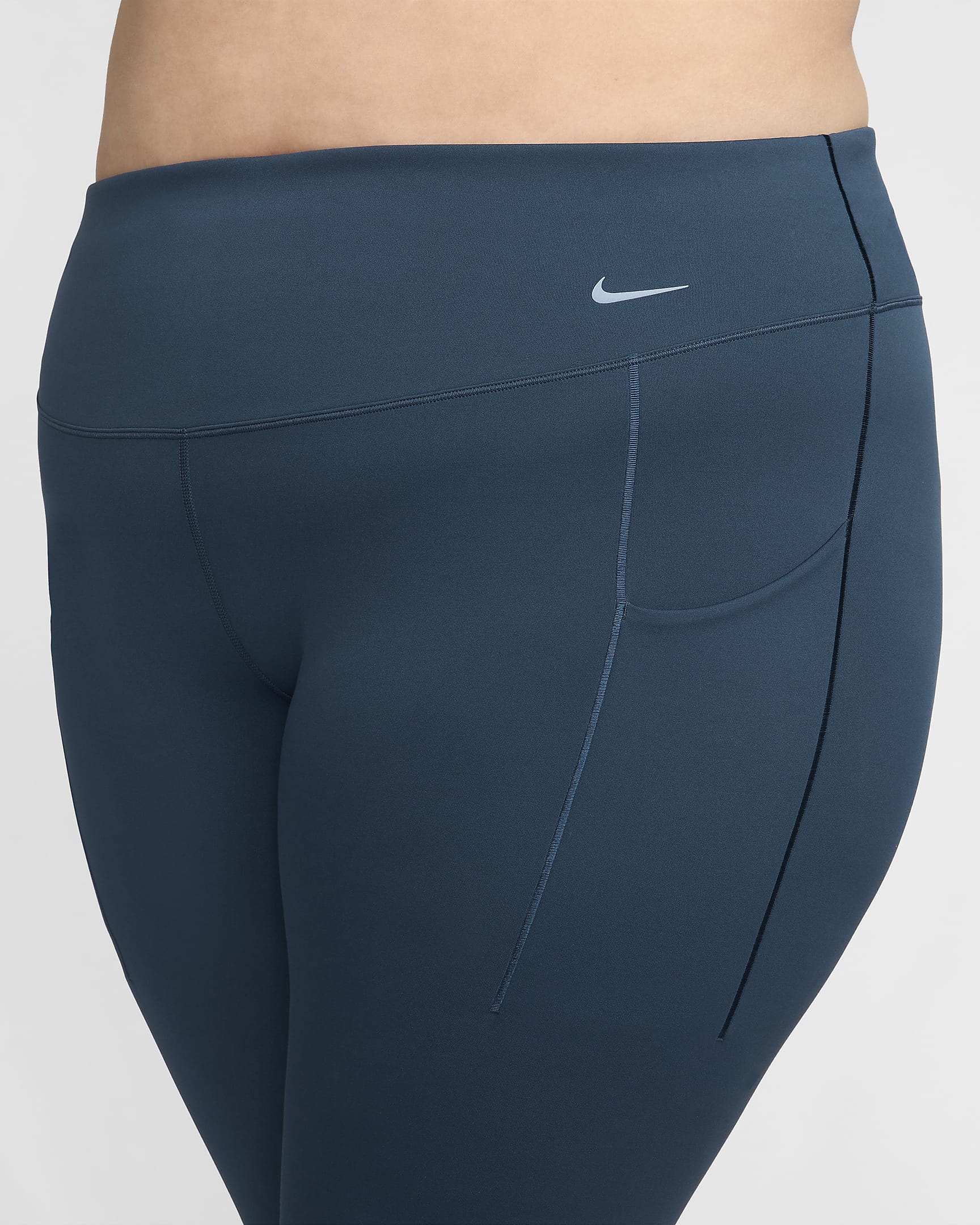 Nike Universa 女款中度支撐型高腰口袋九分內搭褲 (加大尺寸) - Armory Navy/黑色