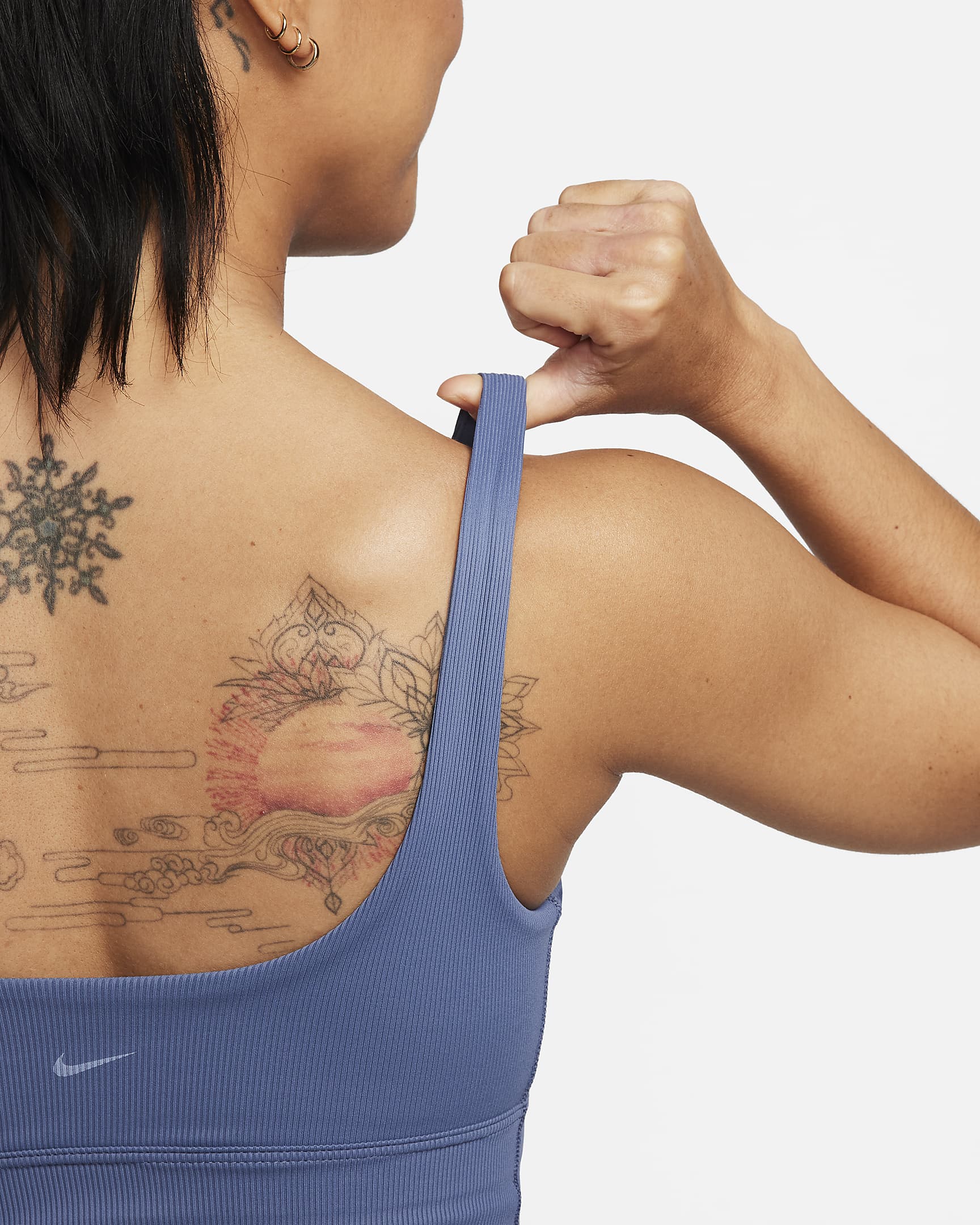 Nike Zenvy Rib Women's Light-Support Non-Padded Longline Sports Bra - Diffused Blue/Diffused Blue/White