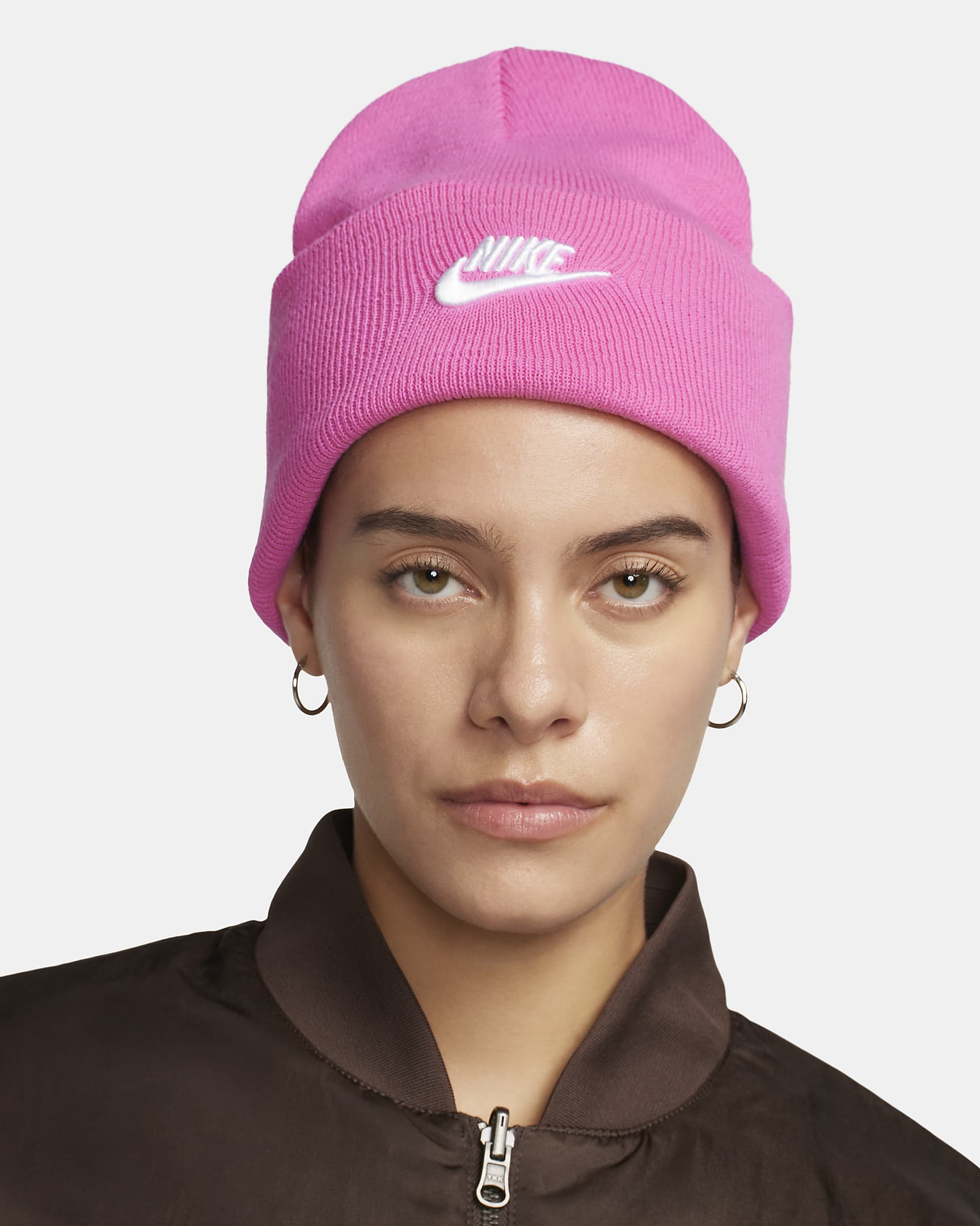 Nike Peak Tall Cuff Futura Beanie - Playful Pink/White