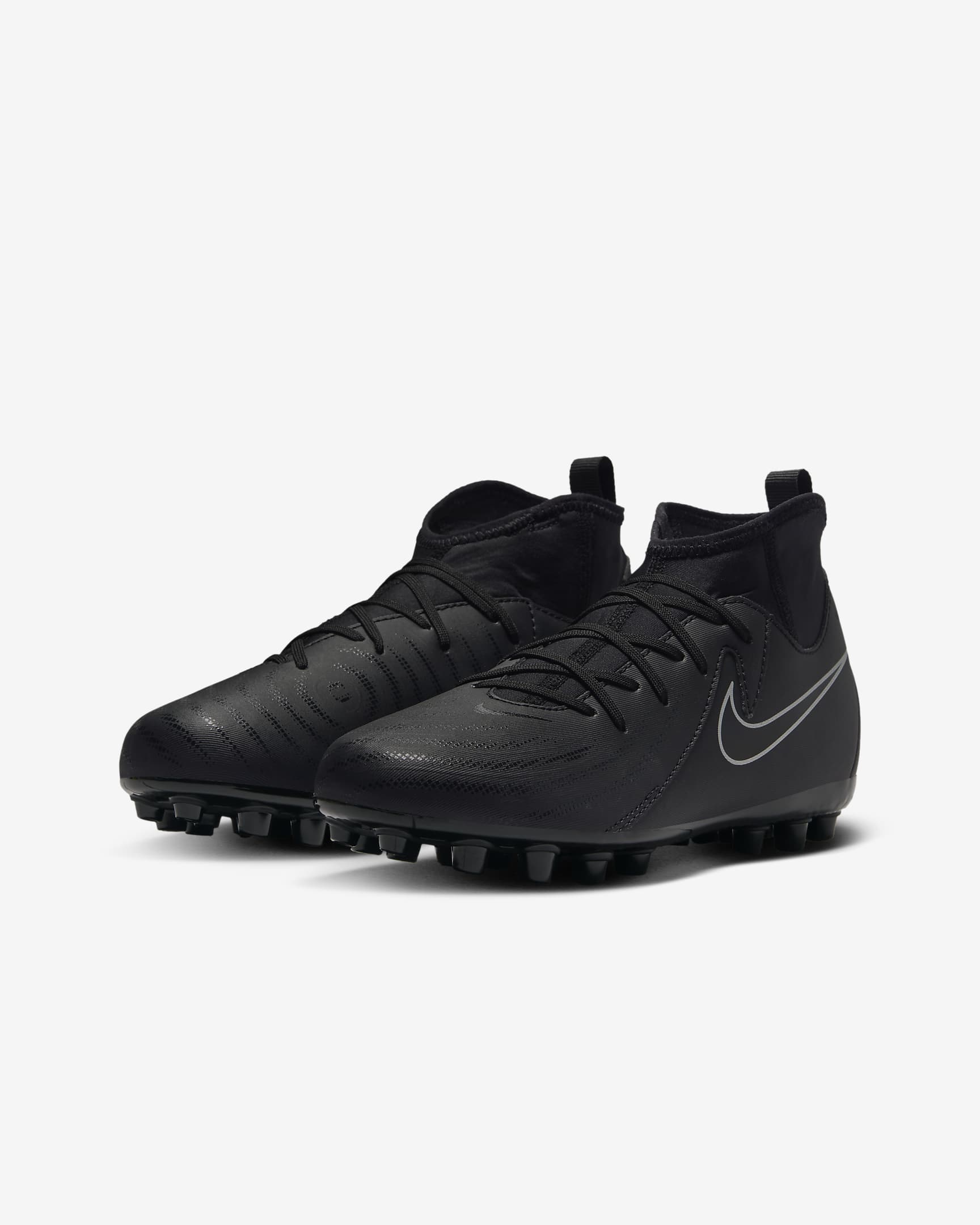 Fotbollssko för konstgräs Nike Jr. Phantom Luna 2 Academy med högt skaft för barn/ungdom - Svart/Svart