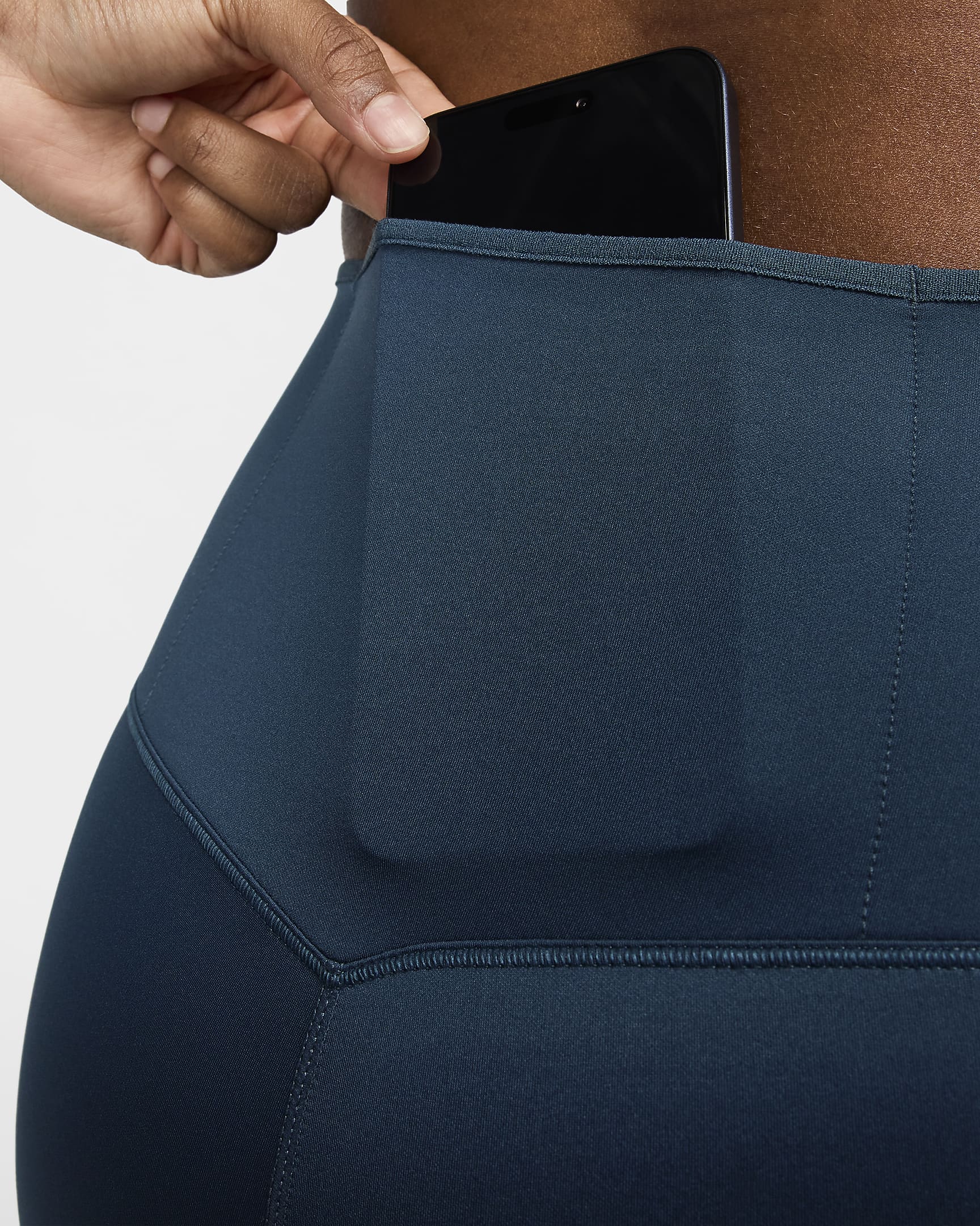 Legging taille haute à maintien supérieur et coupe longue avec poches Nike Go pour femme - Armory Navy/Noir