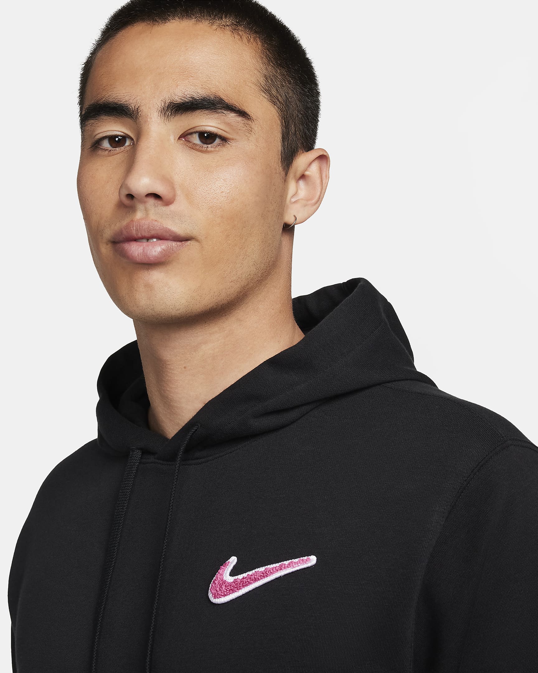 Nike Sportswear Men's Pullover French Terry Hoodie - Black/Pinksicle