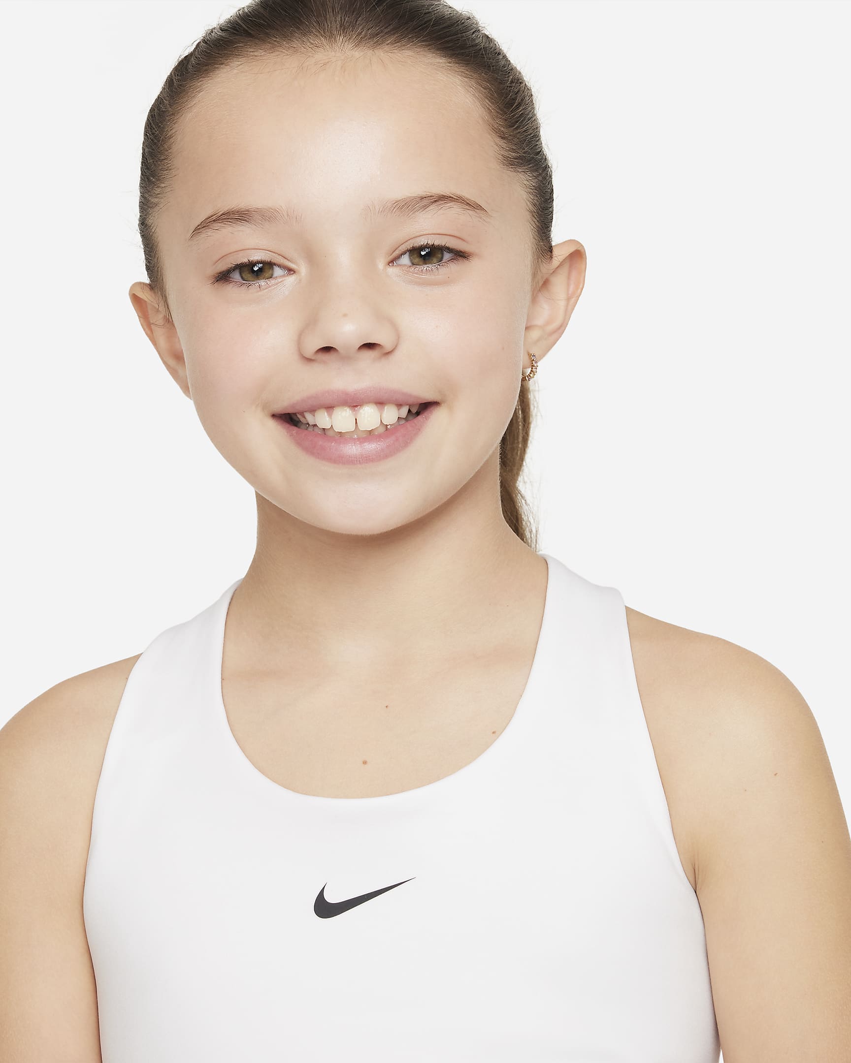 Camiseta de tirantes con bra deportivo para niña talla grande Nike Swoosh - Blanco/Negro