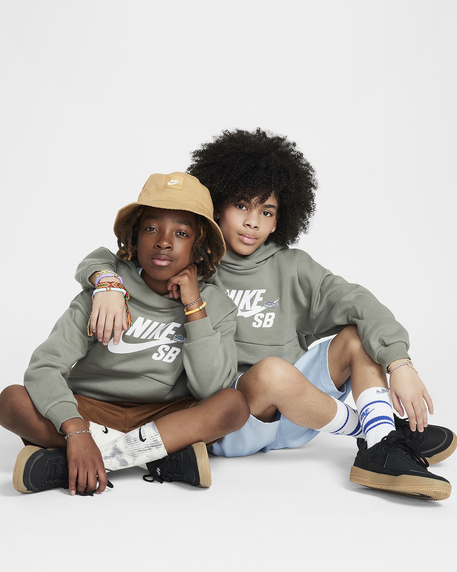 Nike SB Icon Fleece EasyOn Oversize-Hoodie für ältere Kinder - Dark Stucco/Weiß