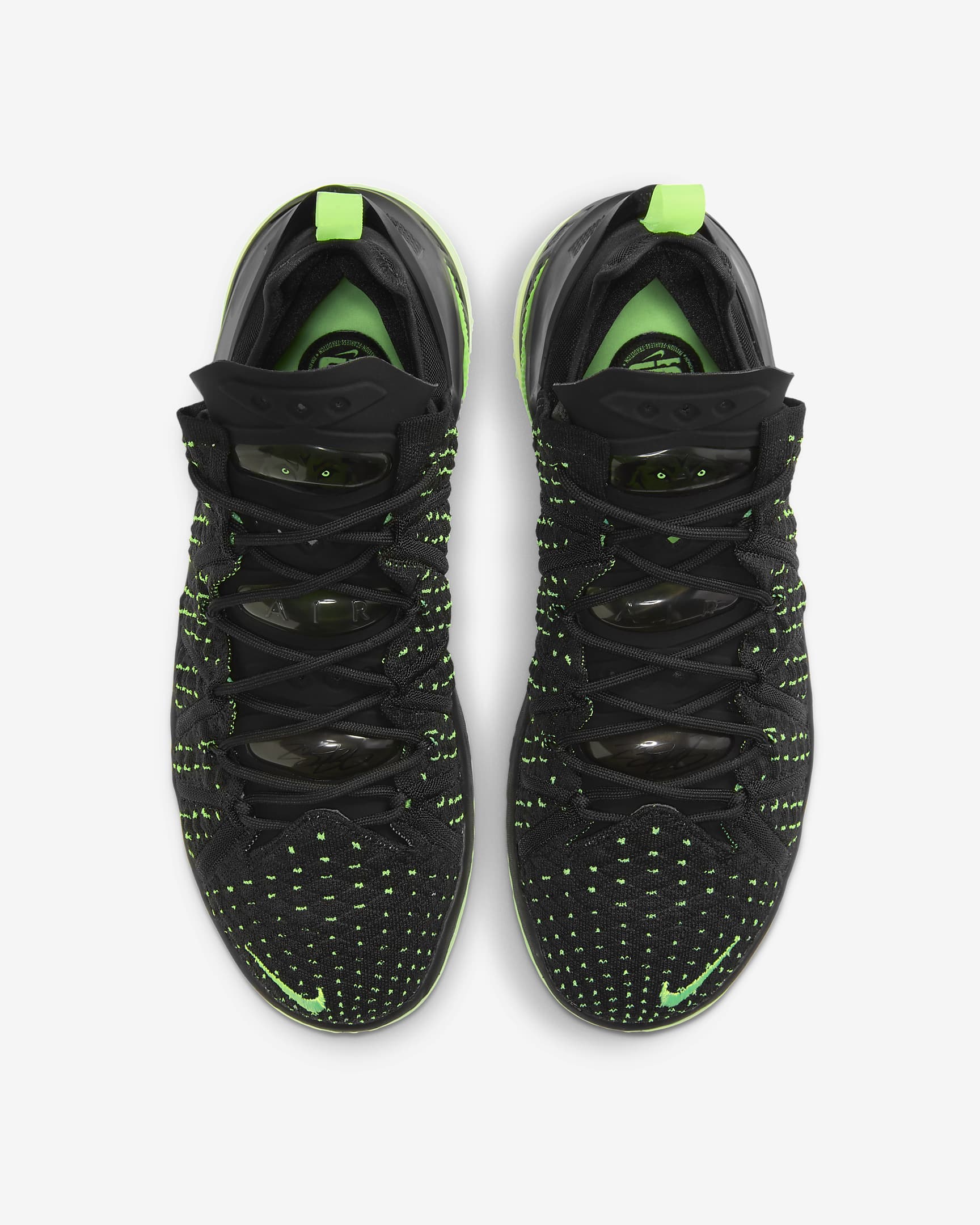 Calzado de básquetbol LeBron 18 "Black/Electric Green" - Negro/Negro/Verde eléctrico