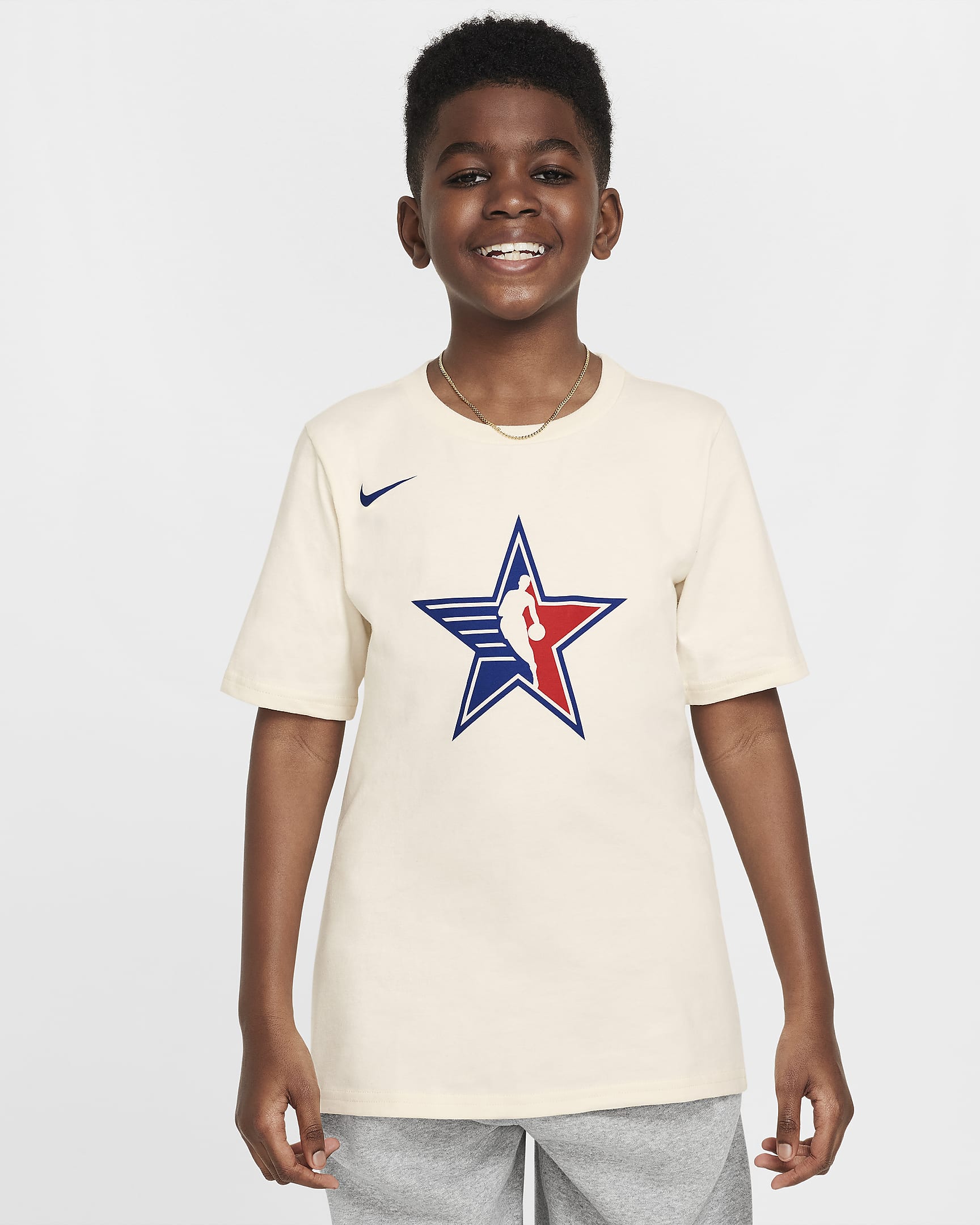 Team 31 All-Star Essential Older Kids' Nike NBA Crew-Neck T-Shirt - Pale Ivory