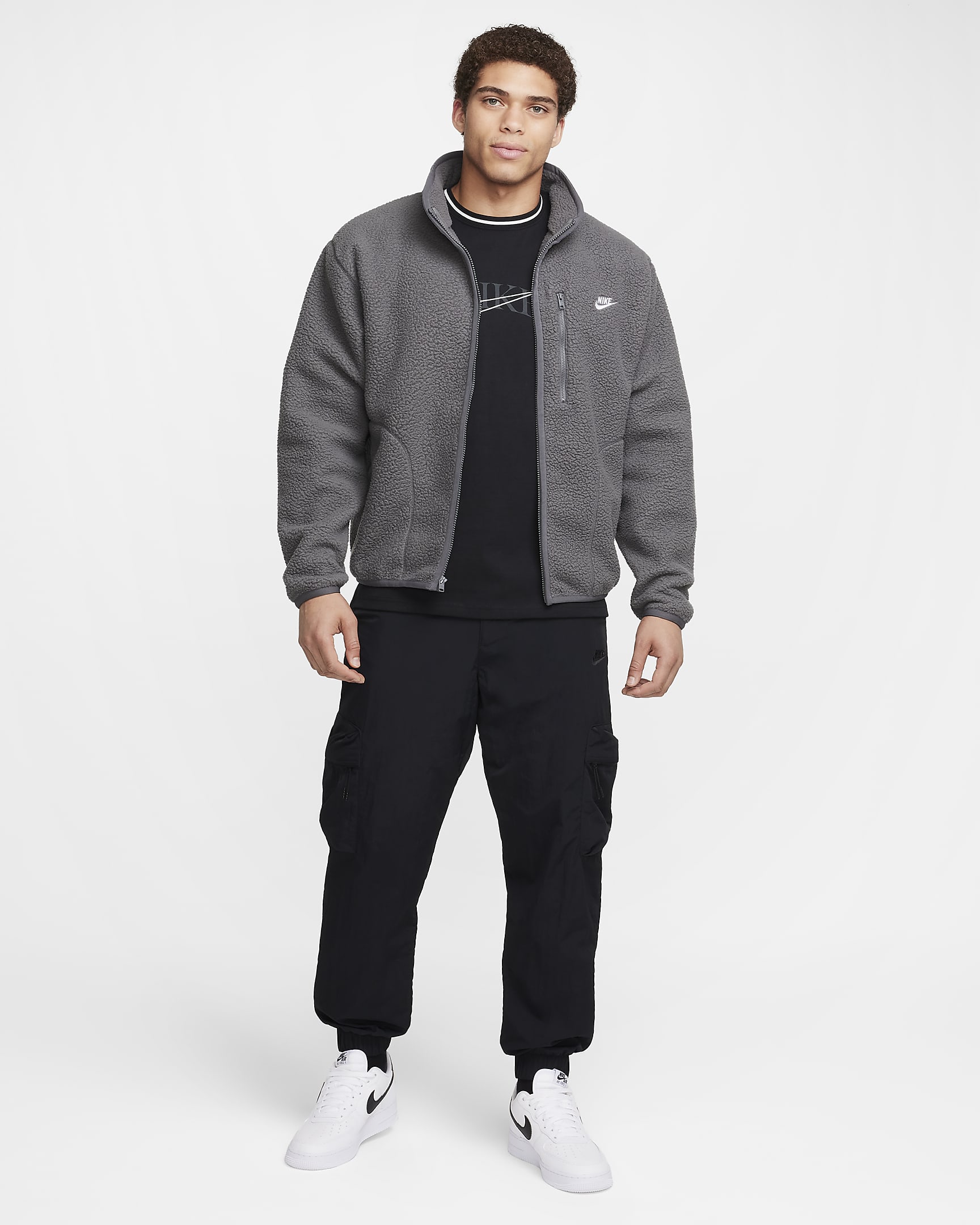 Nike Sportswear Club Men's Fleece Jacket - Iron Grey/White
