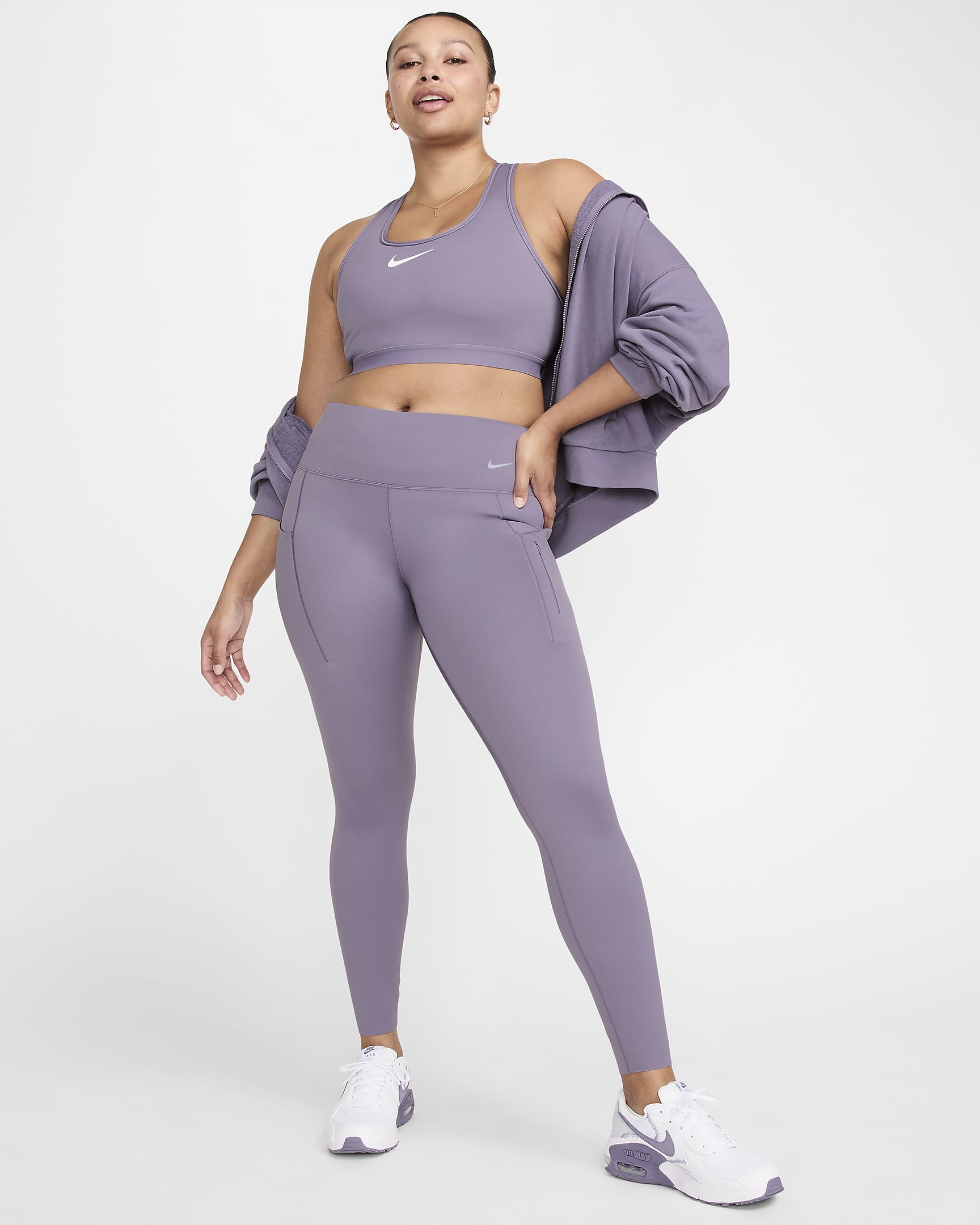 Nike Go Leggings in voller Länge mit starkem Halt, mittelhohem Bund und Taschen für Damen - Daybreak/Schwarz