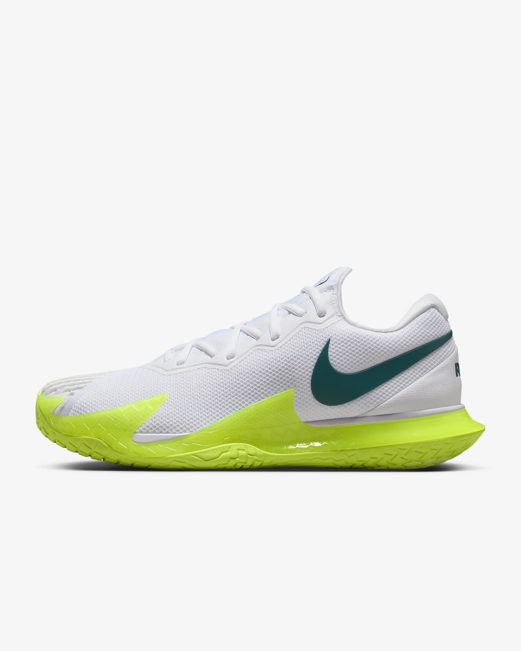 NikeCourt Zoom Vapor Cage 4 Rafa 男款硬地球場網球鞋 - 白色/Volt/Geode Teal