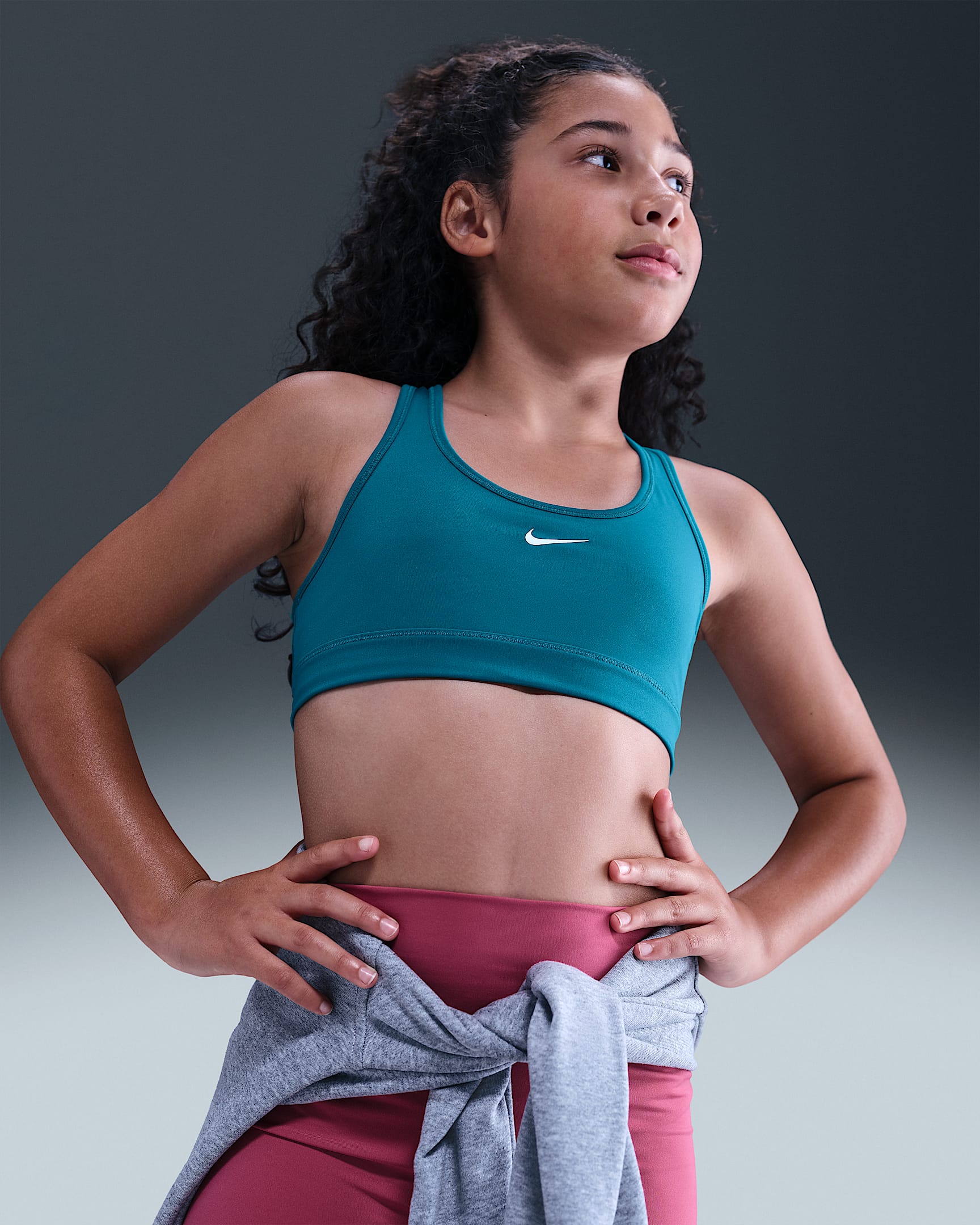 Nike Swoosh Girls' Sports Bra - Green Abyss/White