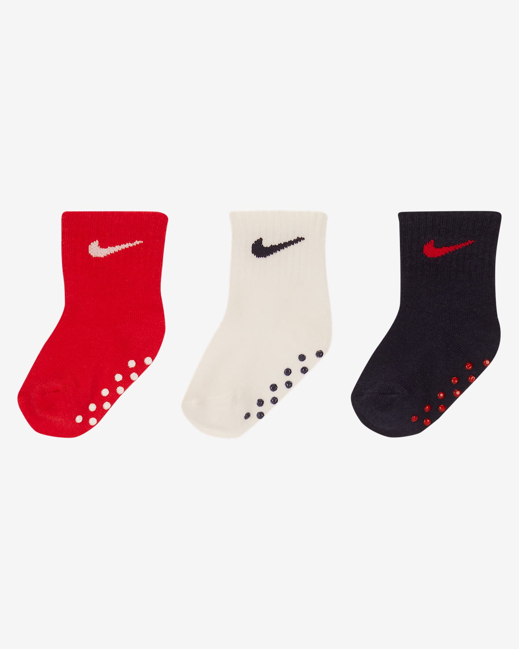 Socquettes anti-dérapantes à logo Swoosh Nike pour tout-petit (3 paires) - Multicolore/University Red