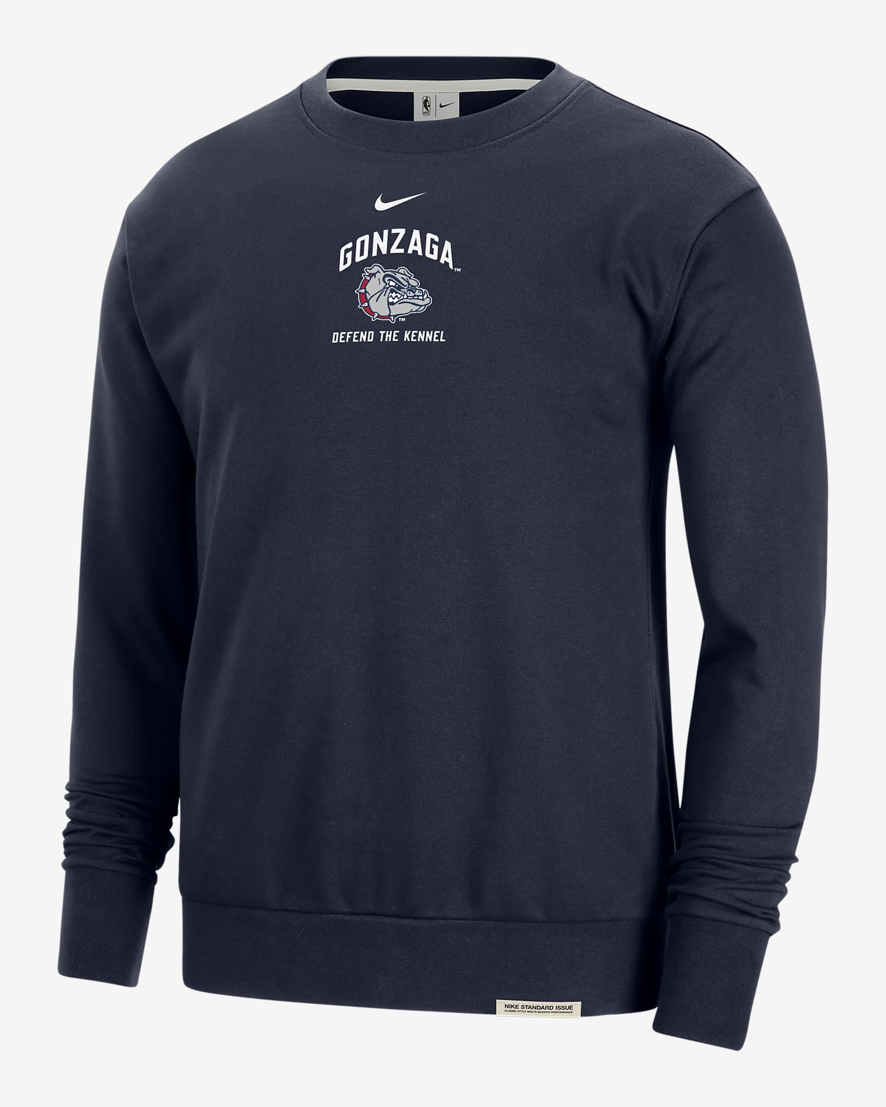 Gonzaga Standard Issue Men's Nike College Fleece Crew-Neck Sweatshirt - Navy