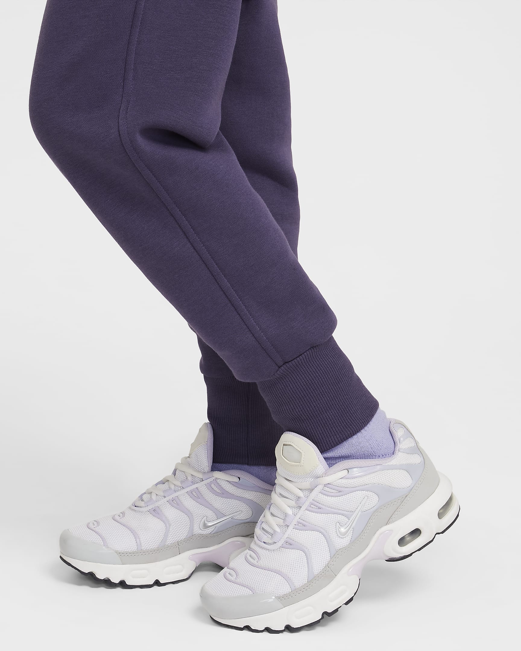 Nike Sportswear Club Fleece Older Kids' (Girls') High-Waisted Fitted Trousers - Dark Raisin/Dark Raisin/White