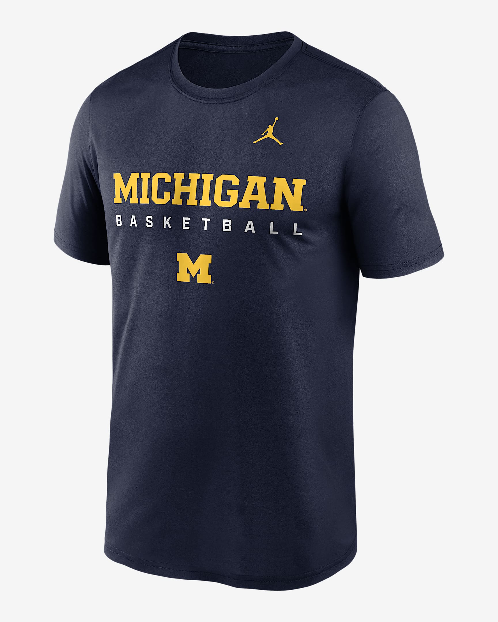Playera universitaria marca Jordan Dri-FIT para hombre Michigan Courtside Basketball Legend - Azul marino