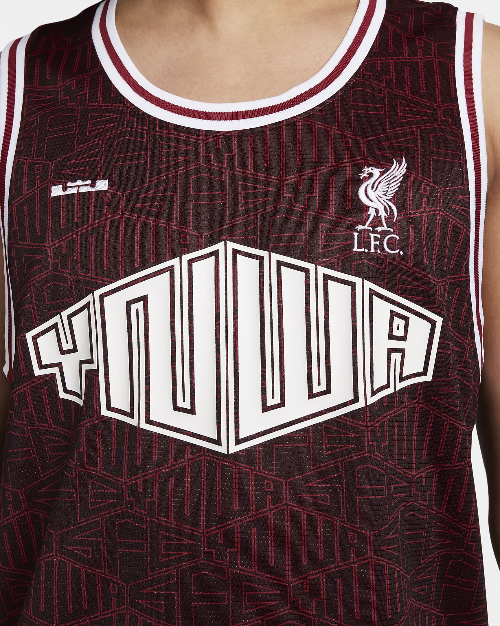 LeBron x Liverpool F.C. Men's Nike DNA Basketball Jersey - Burgundy Crush/White