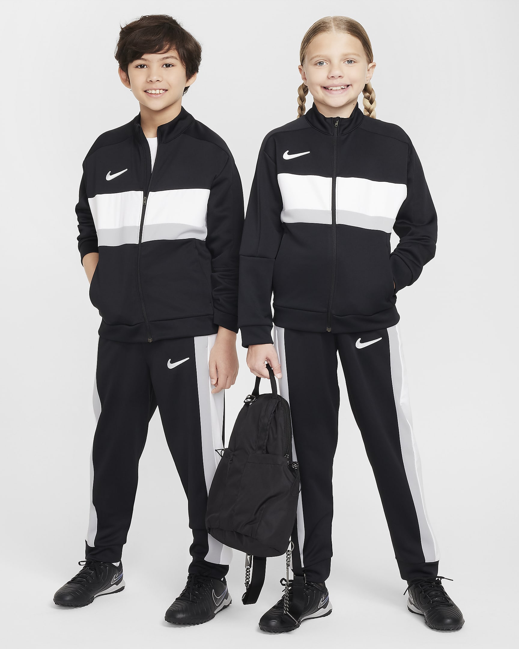 Nike Academy Big Kids' Dri-FIT Soccer Track Pants - Black/White/Light Smoke Grey/White