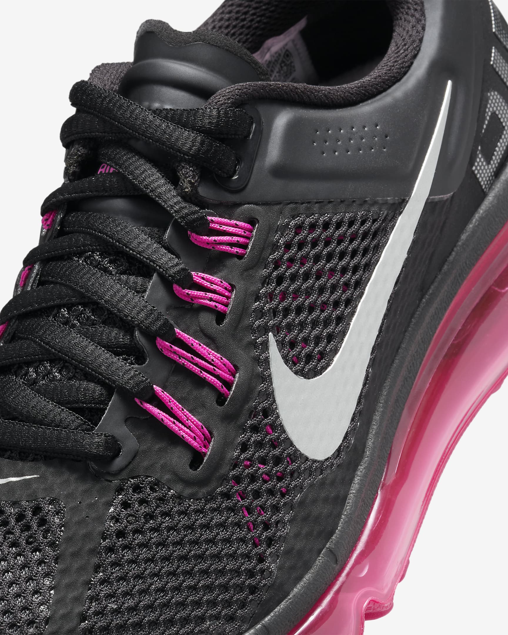 Nike Air Max 2013 sko til store barn - Svart/Dark Grey/Fusion Pink/Metallic Silver