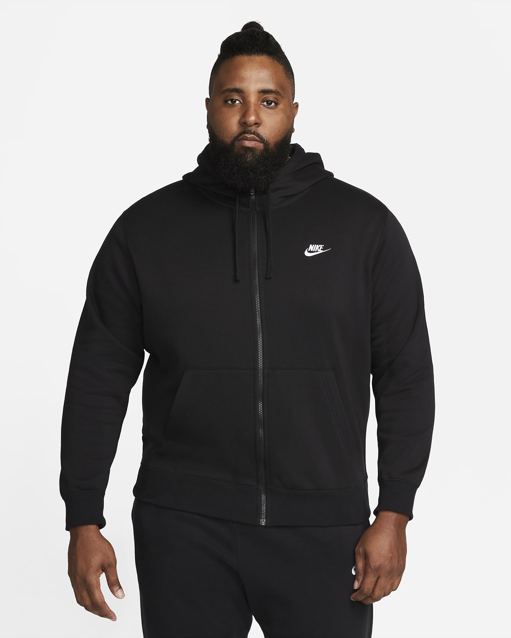 Nike Sportswear Club Fleece Hoodie met rits voor heren - Zwart/Zwart/Wit