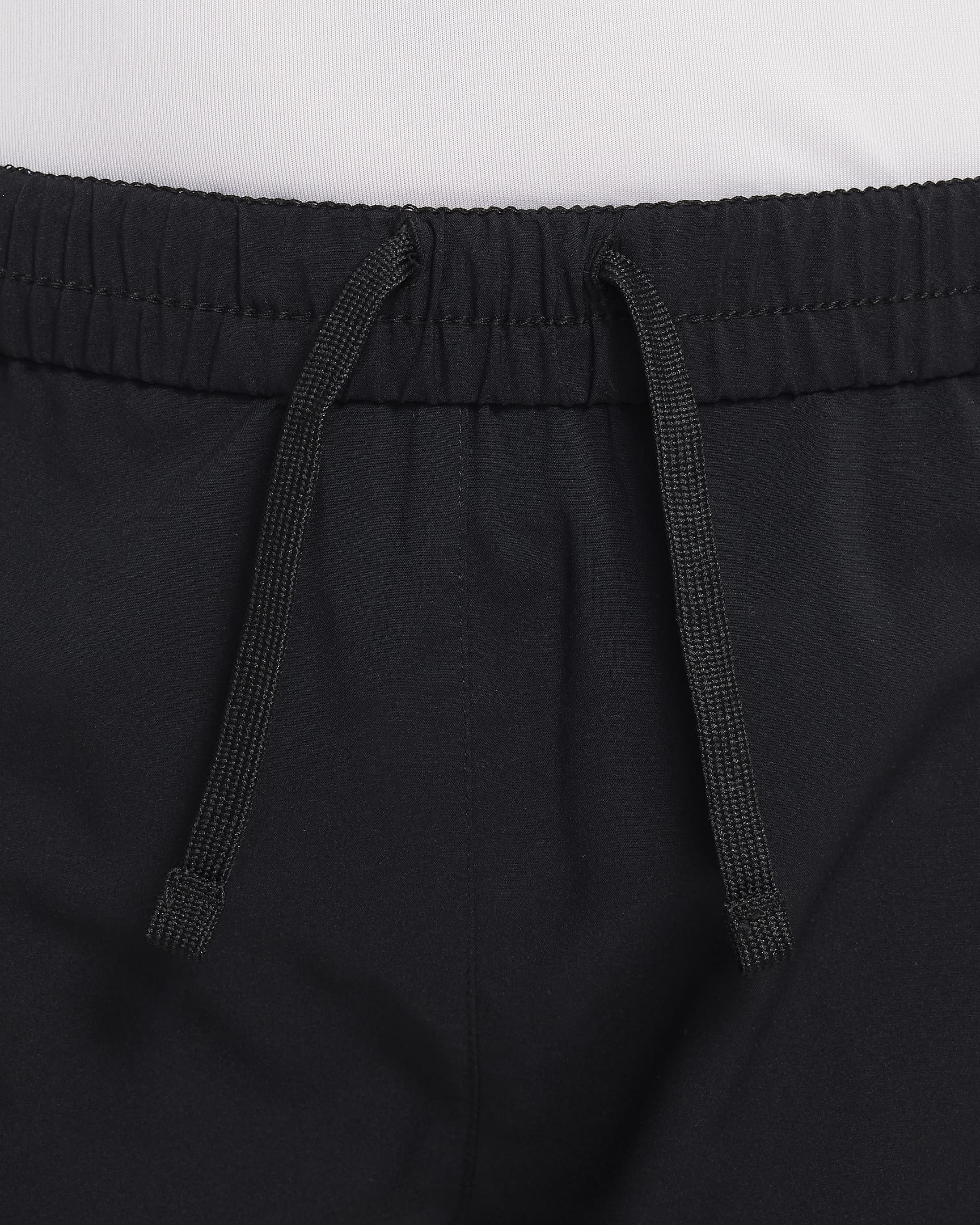 Vævede Nike One-Dri-FIT-træningsshorts med høj talje til større børn (piger) - sort/hvid