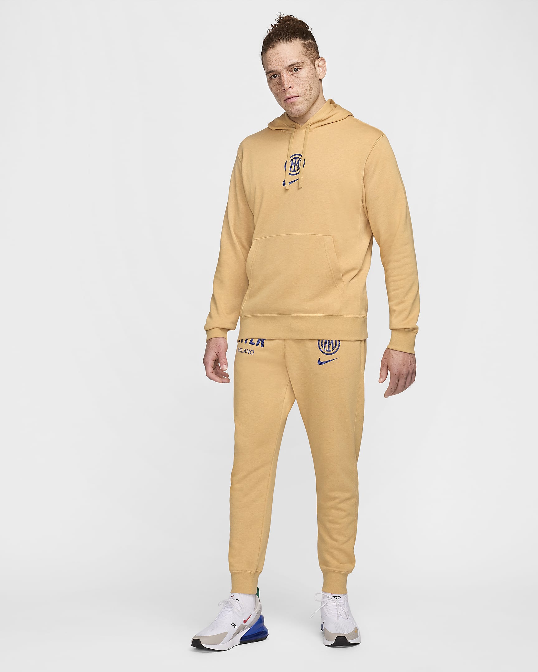 Inter Milan Club Home Men's Nike Football French Terry Pullover Hoodie - Club Gold/Heather