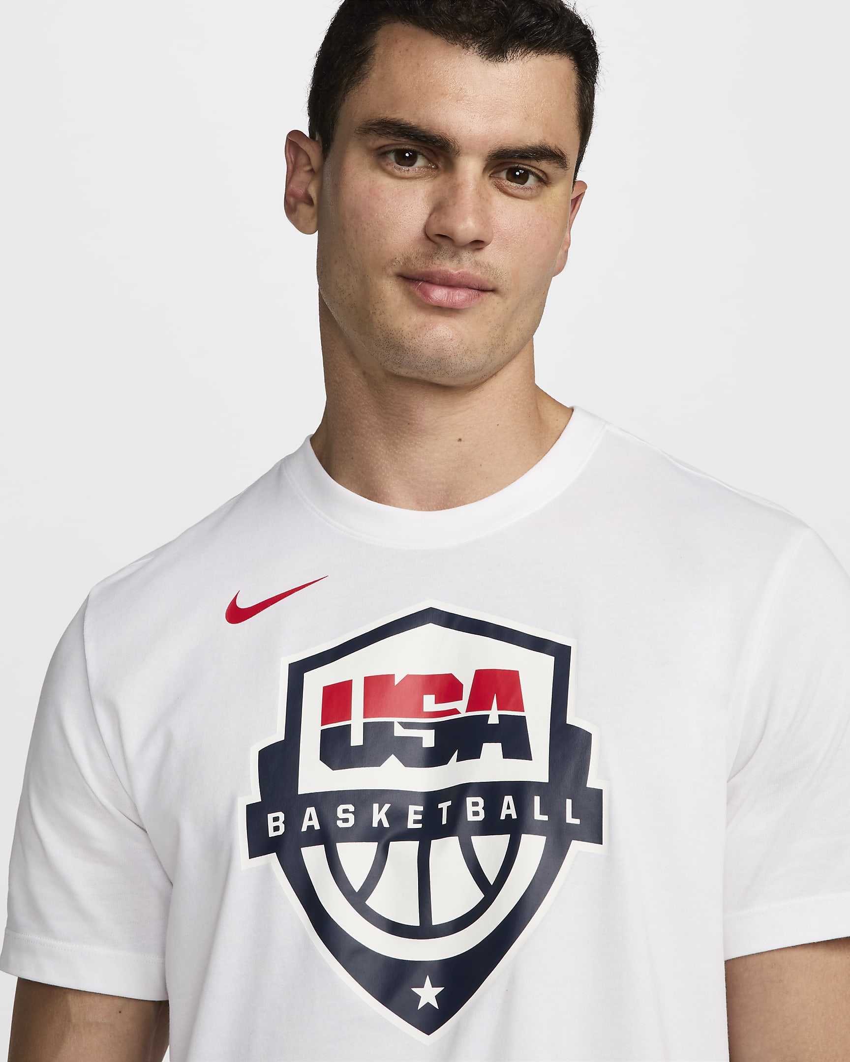 USAB Men's Nike Dri-FIT Basketball T-Shirt - White/White/Sport Red