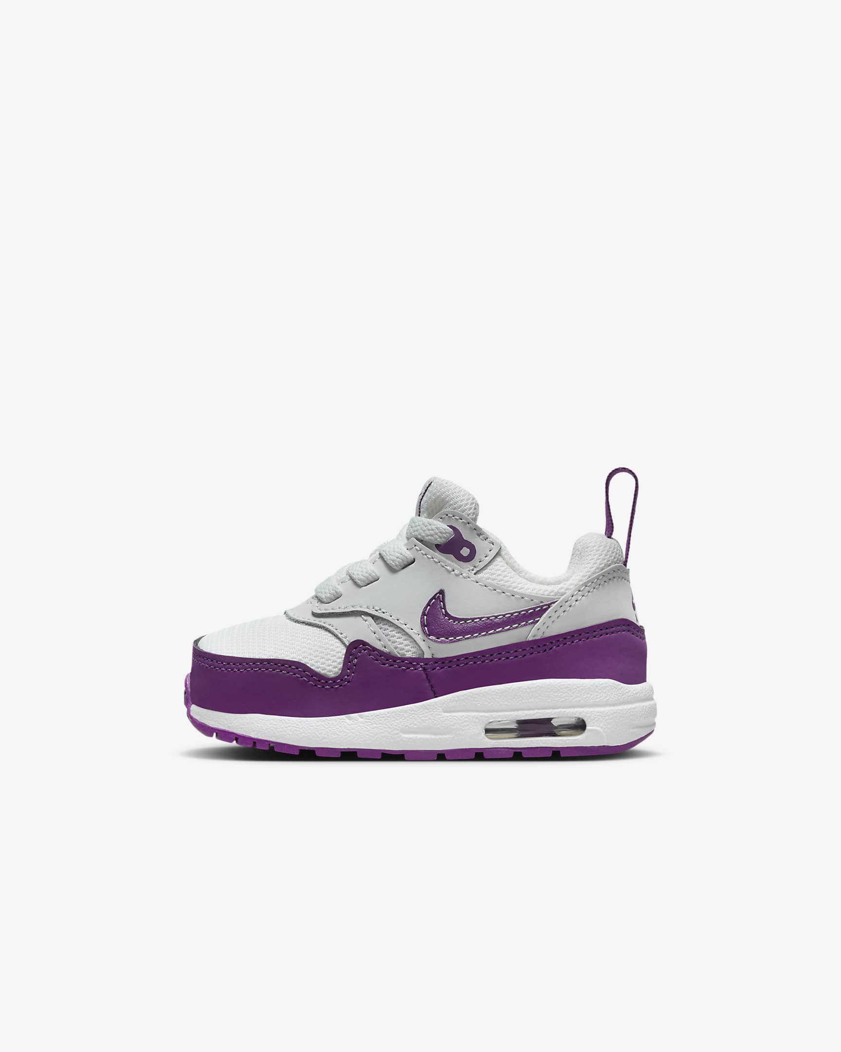 Tenis para bebé e infantiles Air Max 1 EasyOn - Blanco cumbre/Blanco/Violeta viotech