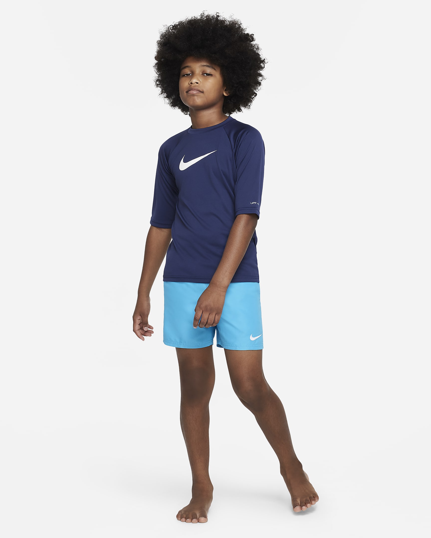 Camiseta Hydroguard de manga corta para niño talla grande Nike Dri-FIT - Azul marino medianoche