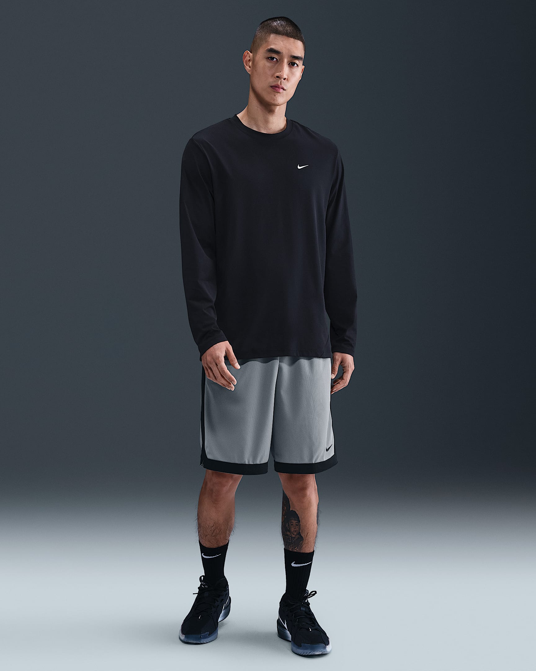 กางเกงบาสเก็ตบอลขาสั้น 11 นิ้วผู้ชาย Dri-FIT Nike DNA Academy - Cool Grey/ดำ/ดำ