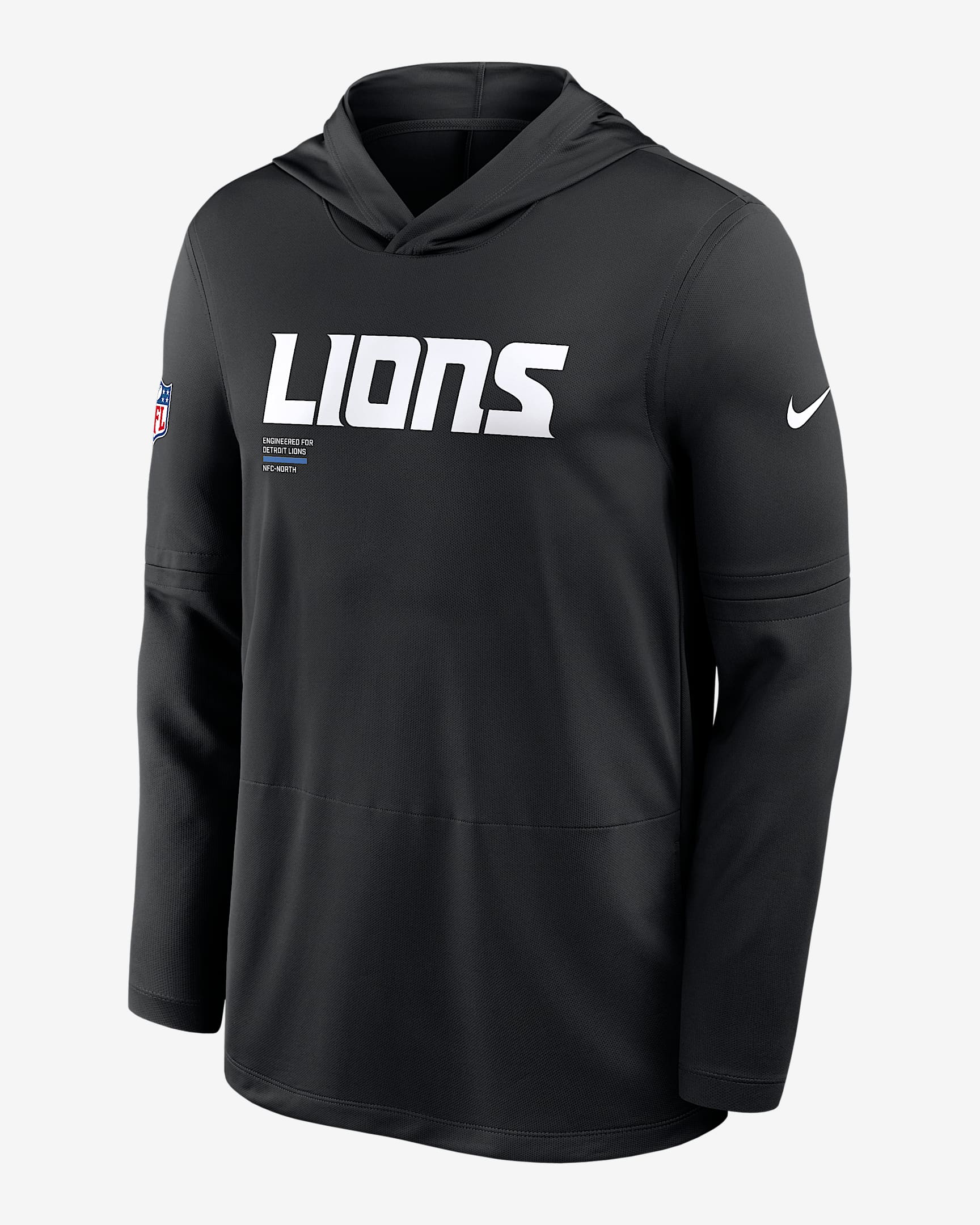 Playera de manga larga Nike Dri-FIT de la NFL con gorro para hombre Detroit Lions Pure Fury Sideline - Negro