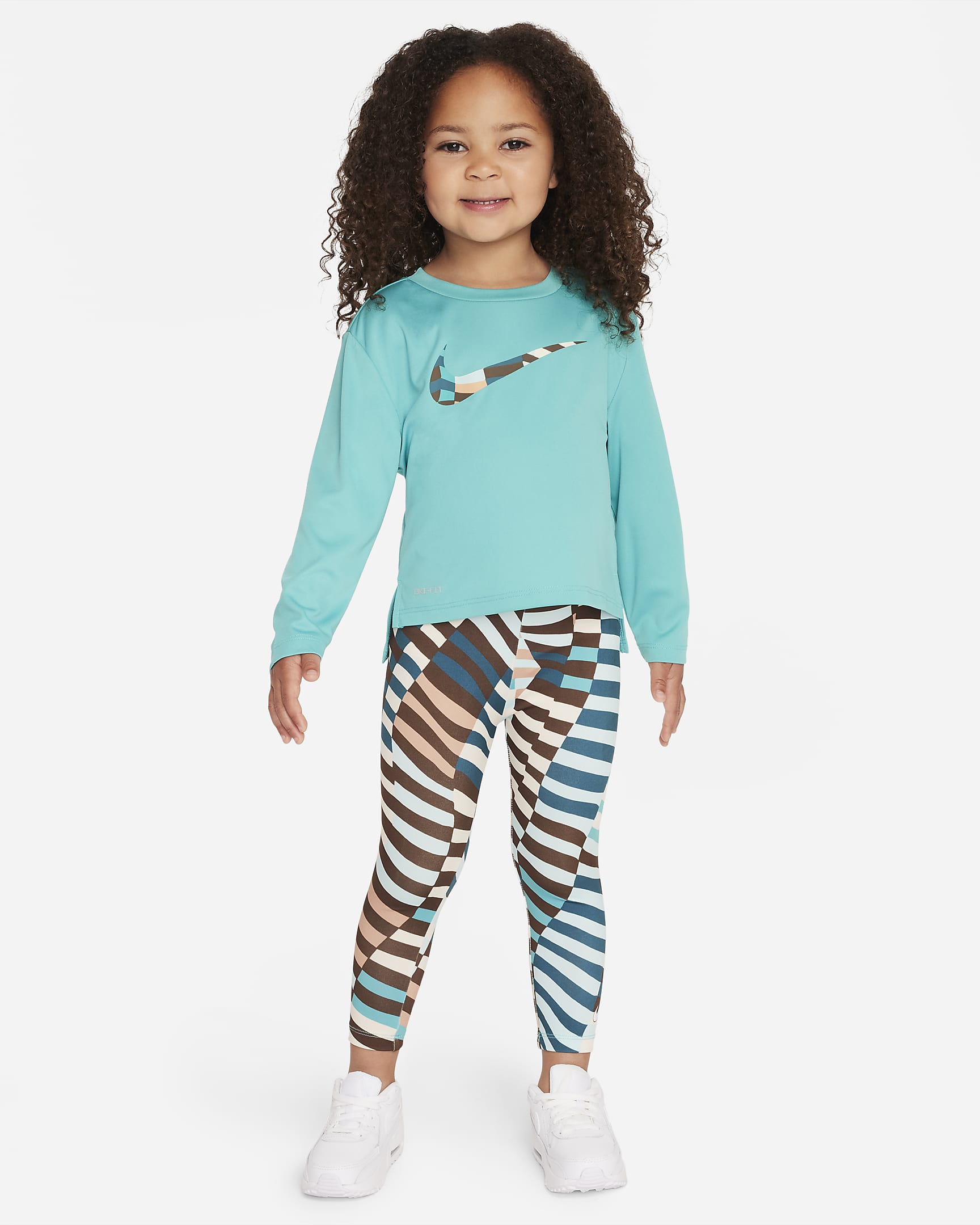 Nike Long Sleeve Tee and Printed Leggings Set Toddler 2-Piece Dri-FIT Set - Jade
