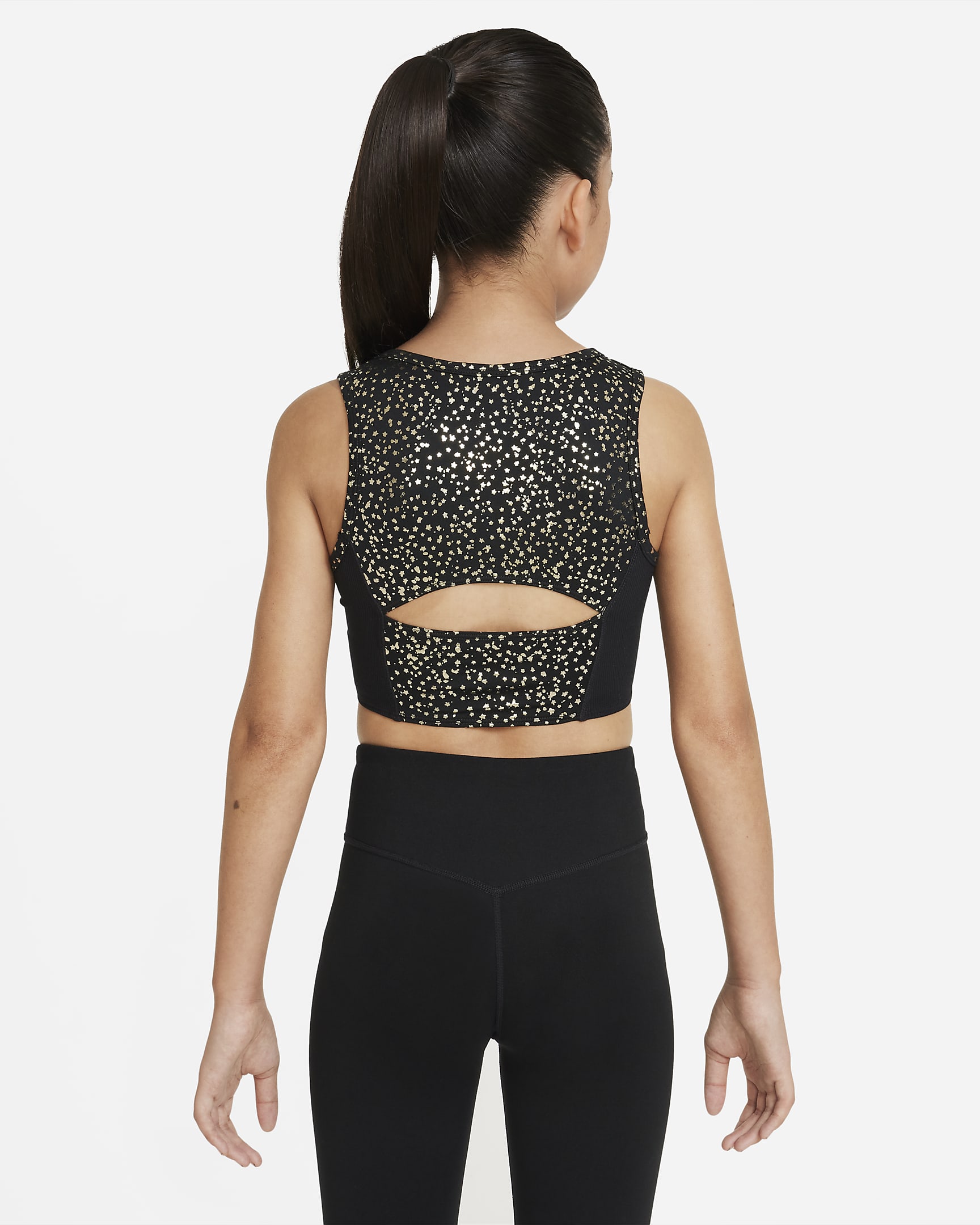 Nike Dri-FIT One Big Kids' (Girls') Crop Tank - Black/Metallic Gold