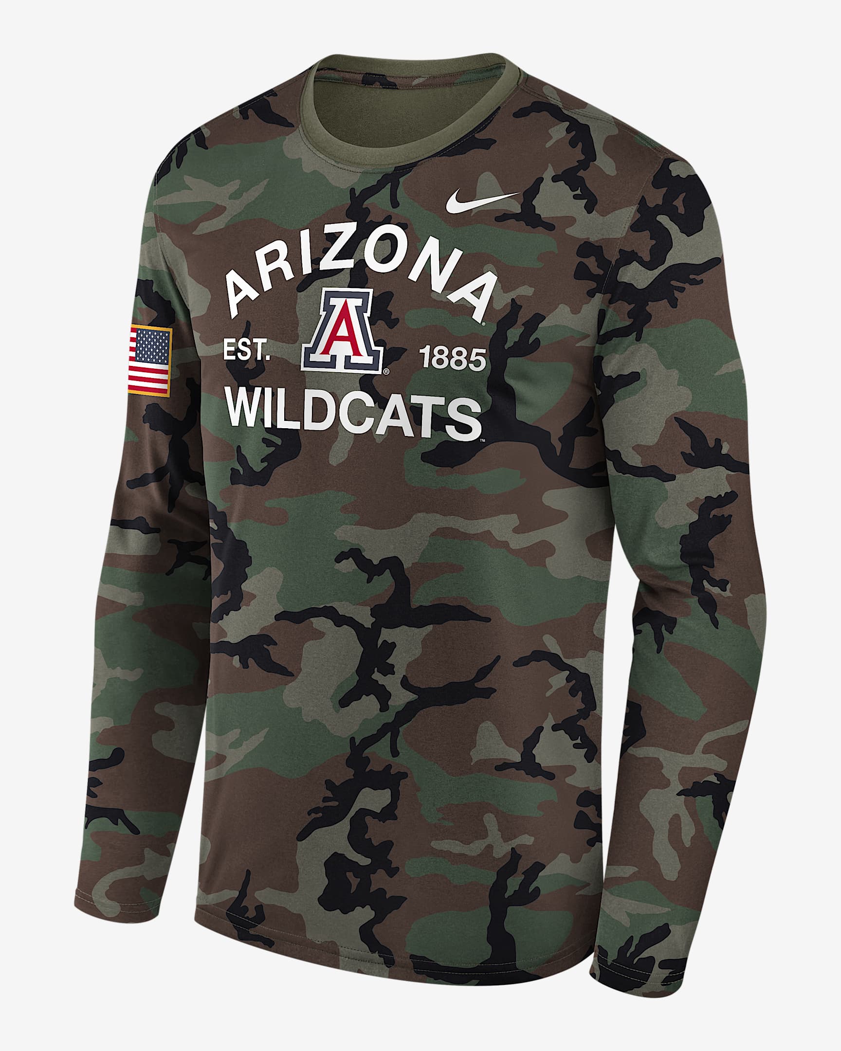 Arizona 2025 Military Appreciation Legend Men's Nike Dri-FIT College Long-Sleeve T-Shirt - Olive
