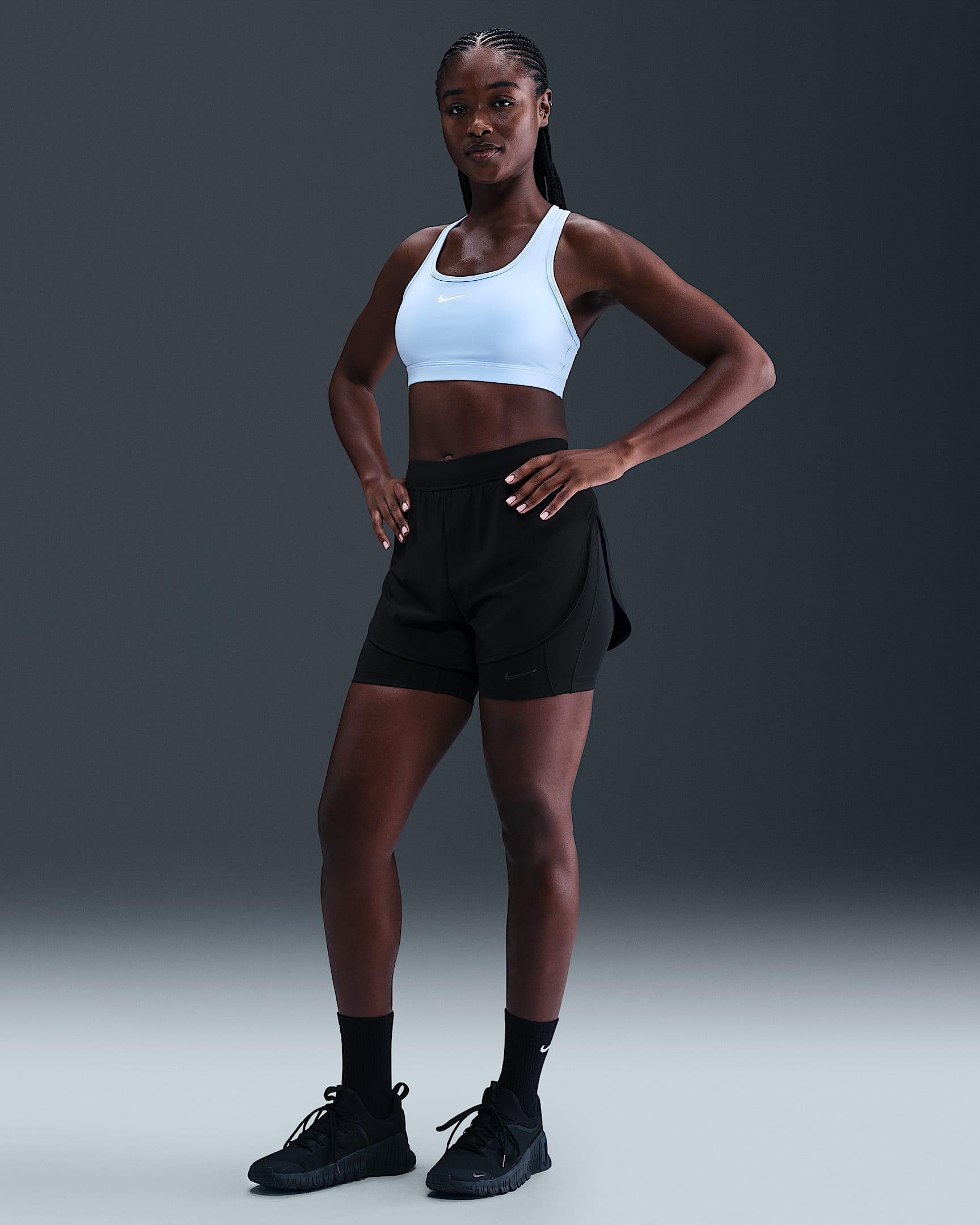Nike Universa Women's 2-in-1 5" Shorts - Black/Anthracite/Black/Dark Smoke Grey