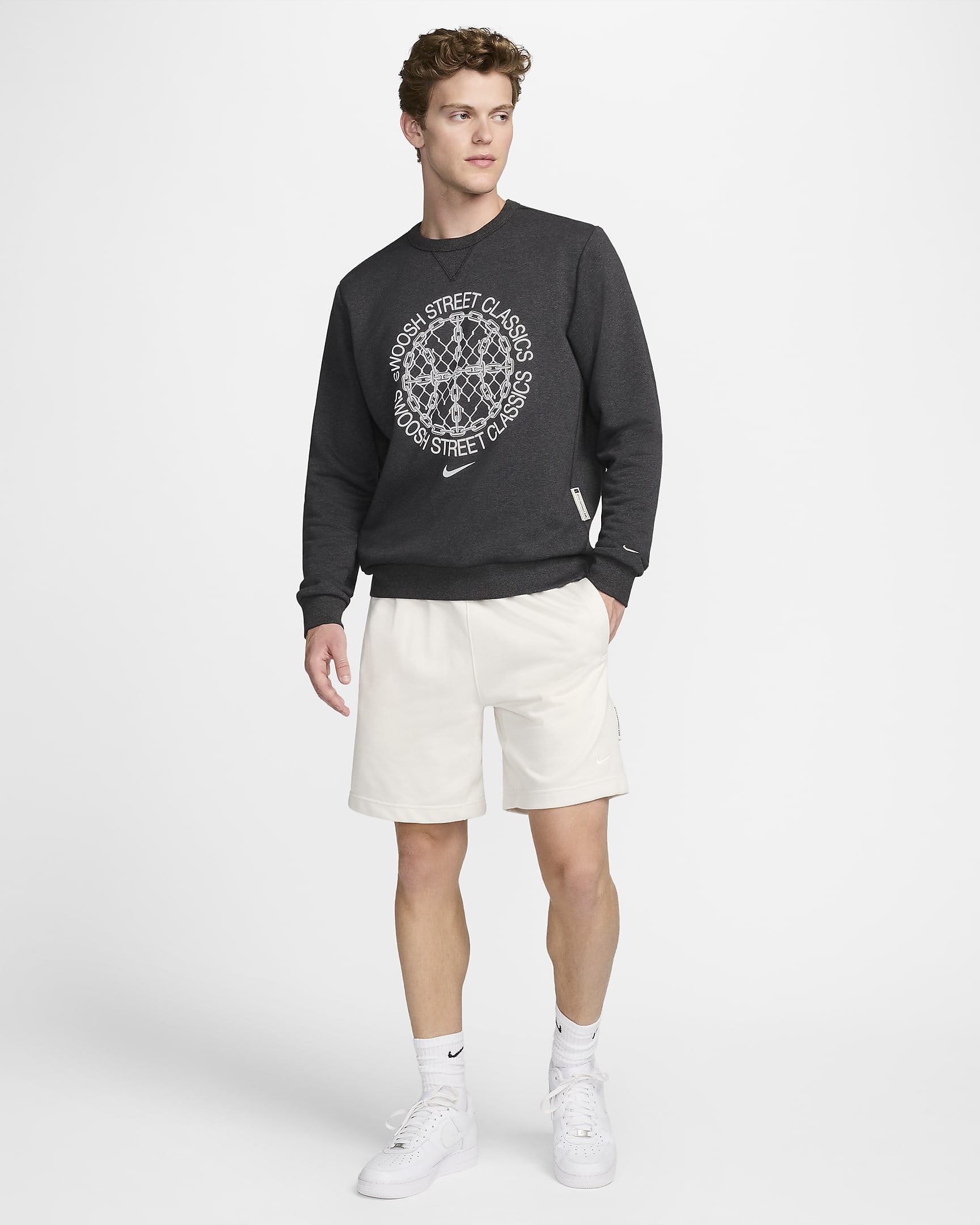 Nike Standard Issue Men's Dri-FIT Basketball Crew-Neck Sweatshirt - Black/Heather/Pale Ivory