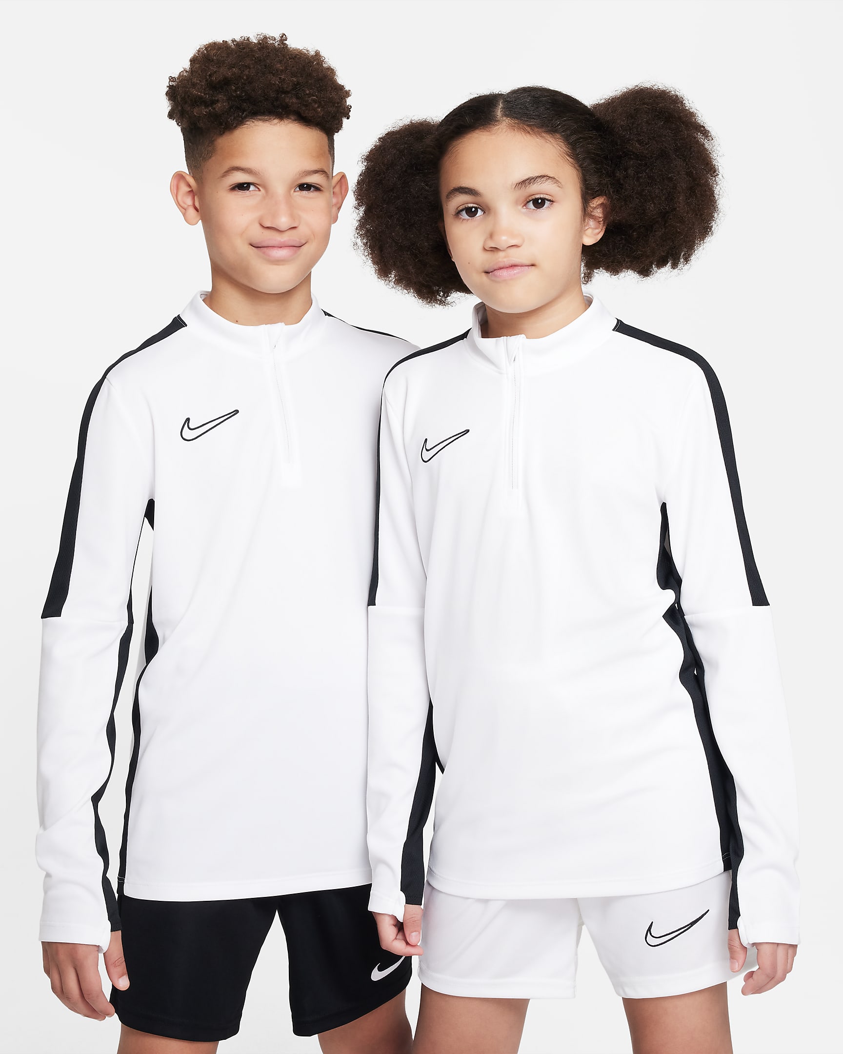 Nike Dri-FIT Academy23 Older Kids' Football Drill Top - White/Black/Black