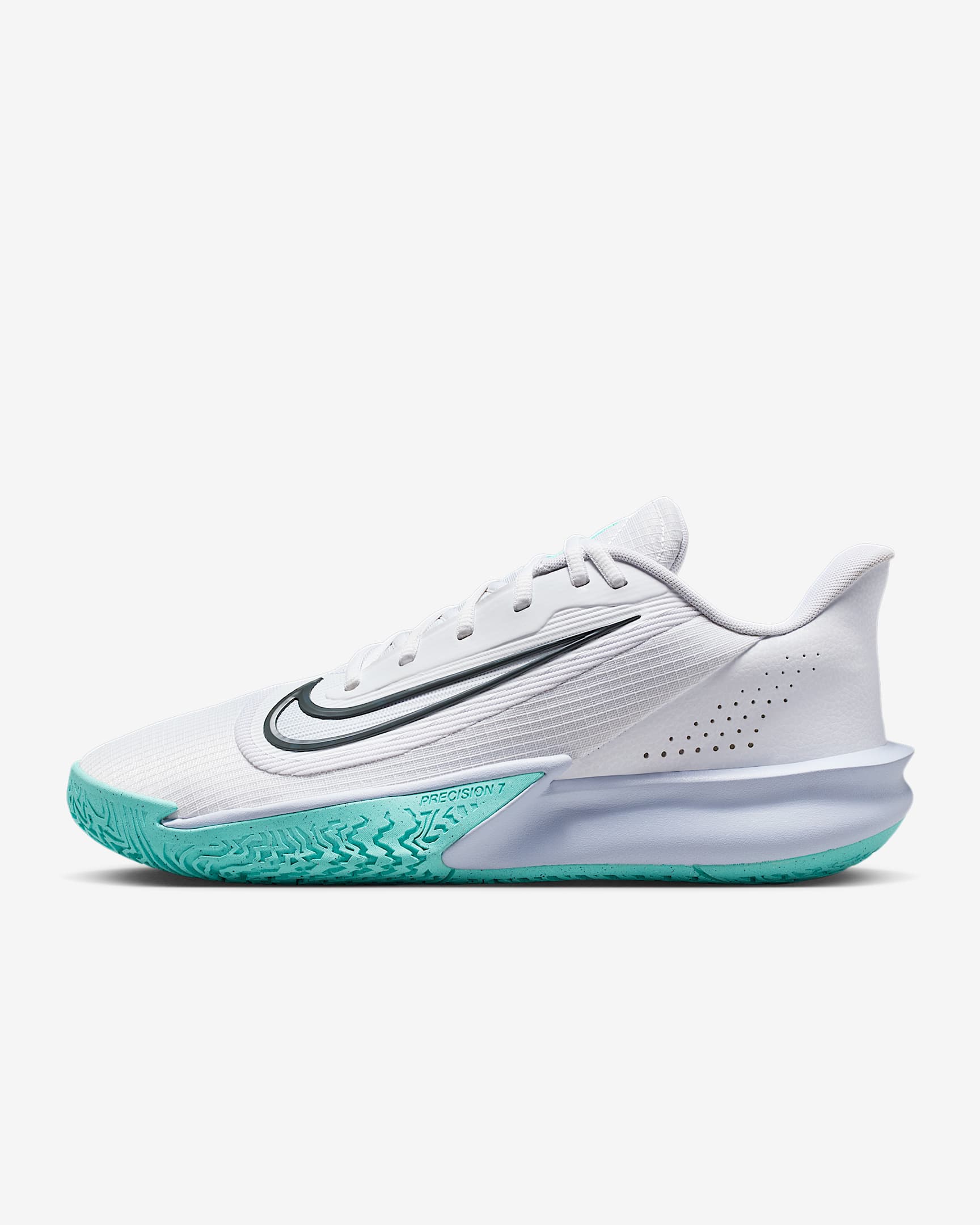 Buty do koszykówki Nike Precision 7 - Biel/Ghost/Dynamic Turquoise/Iron Grey