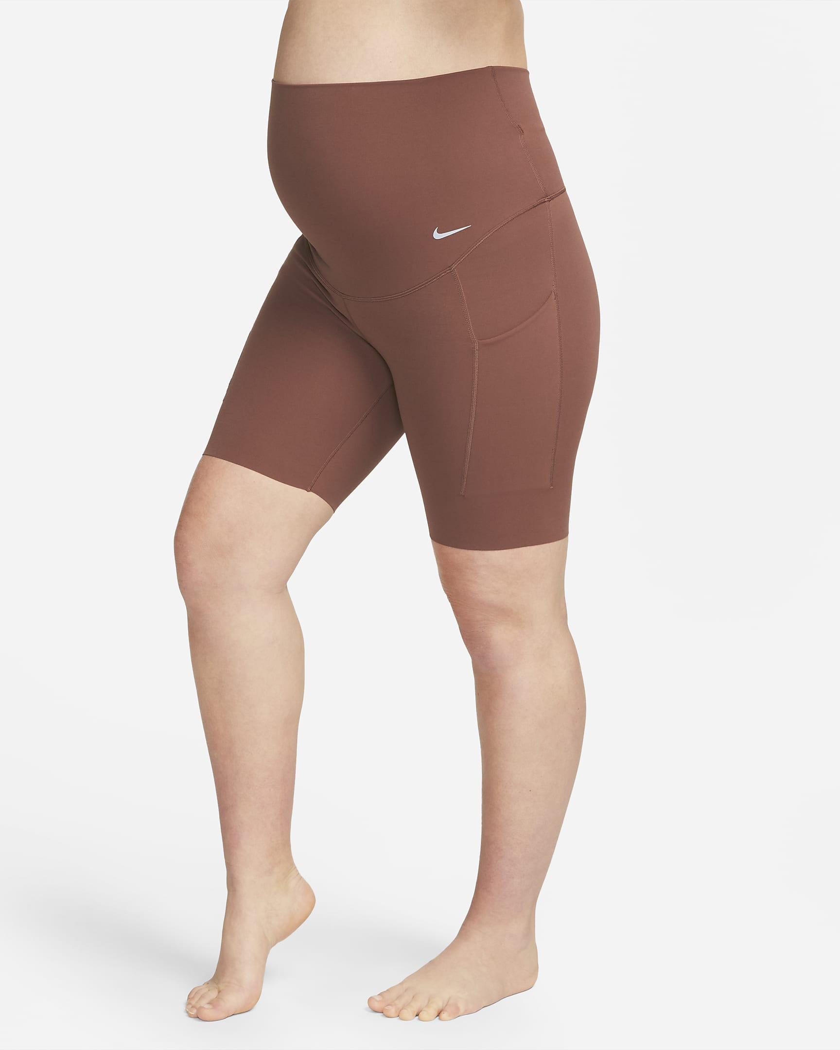 Nike Zenvy (M) Women's Gentle-support High-waisted 20cm (approx.) Biker Shorts with Pockets (Maternity) - Dark Pony