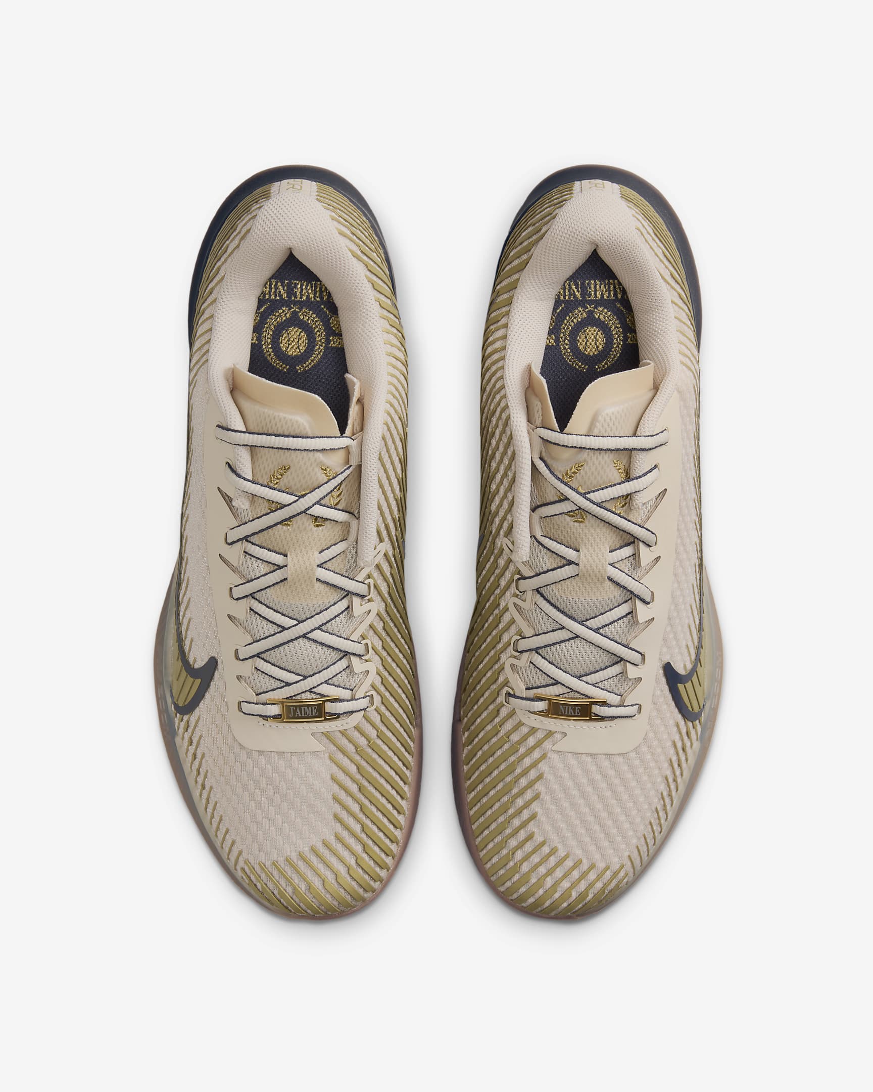 Męskie buty do tenisa na twarde korty NikeCourt Vapor 11 Premium - Sanddrift/Thunder Blue/Gum Medium Brown/Metallic Gold