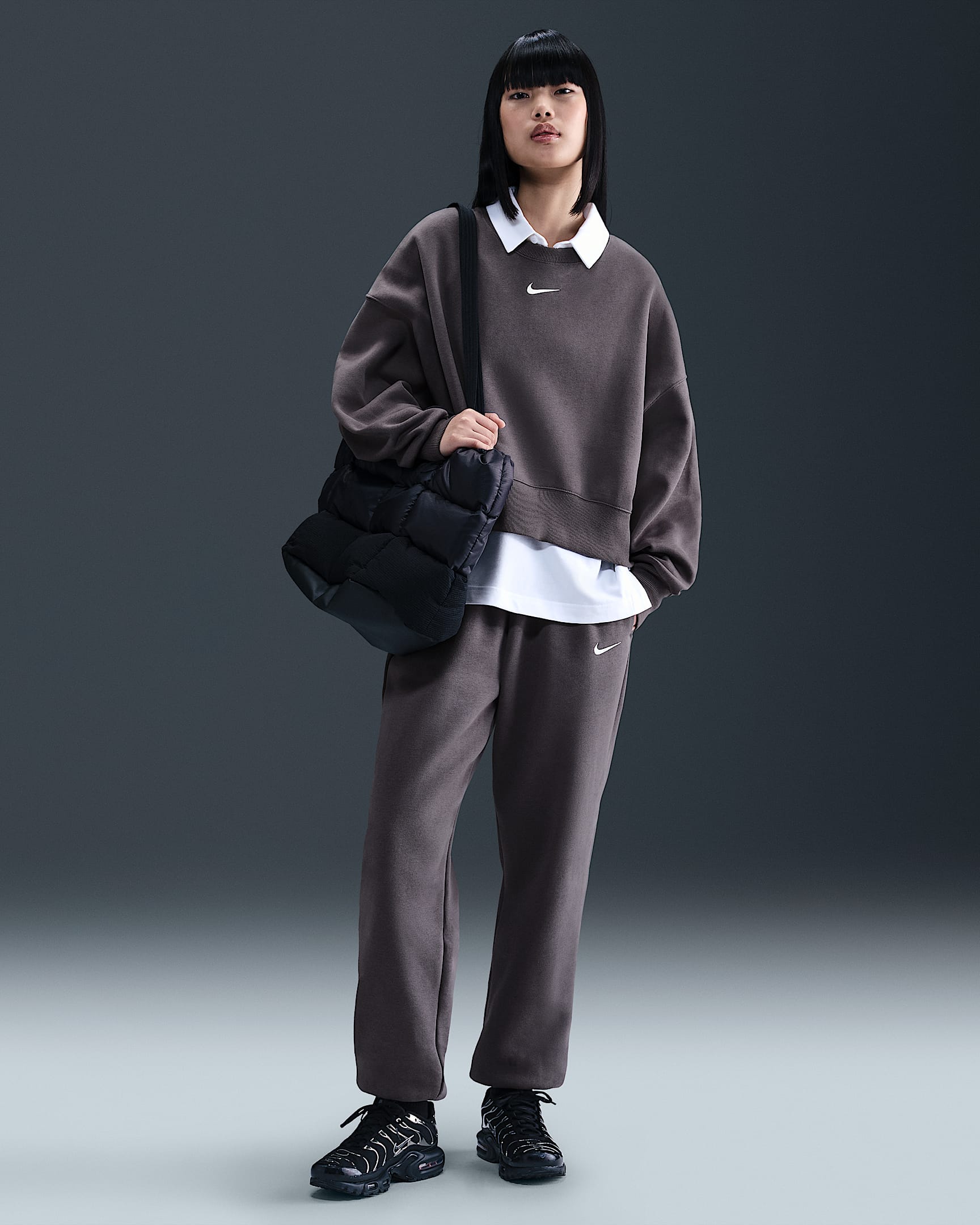 Nike Sportswear Phoenix Fleece Women's High-Waisted Oversized Sweatpants - Thunder Grey/Sail