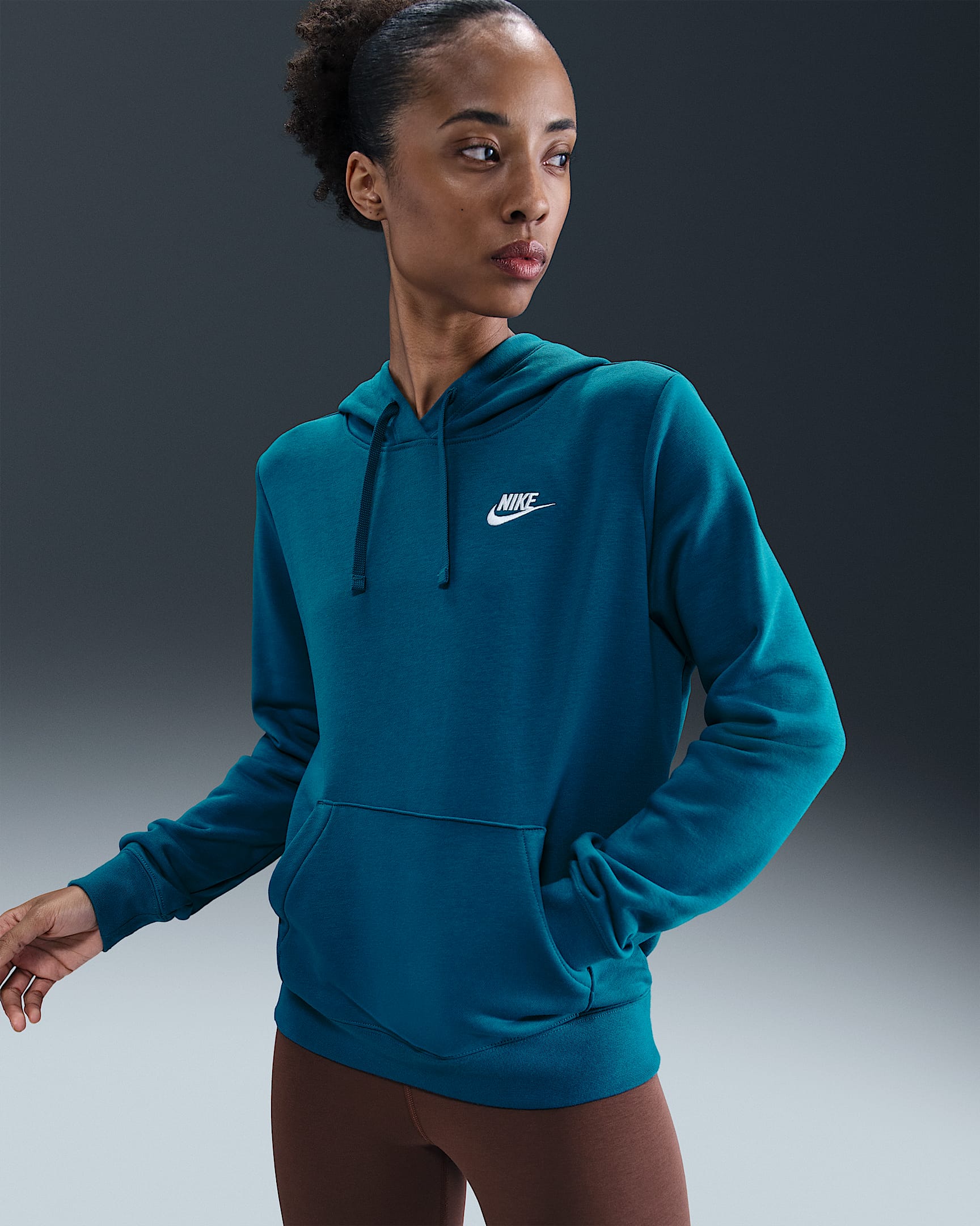 Nike Sportswear Club Fleece Women's Pullover Hoodie - Green Abyss/White