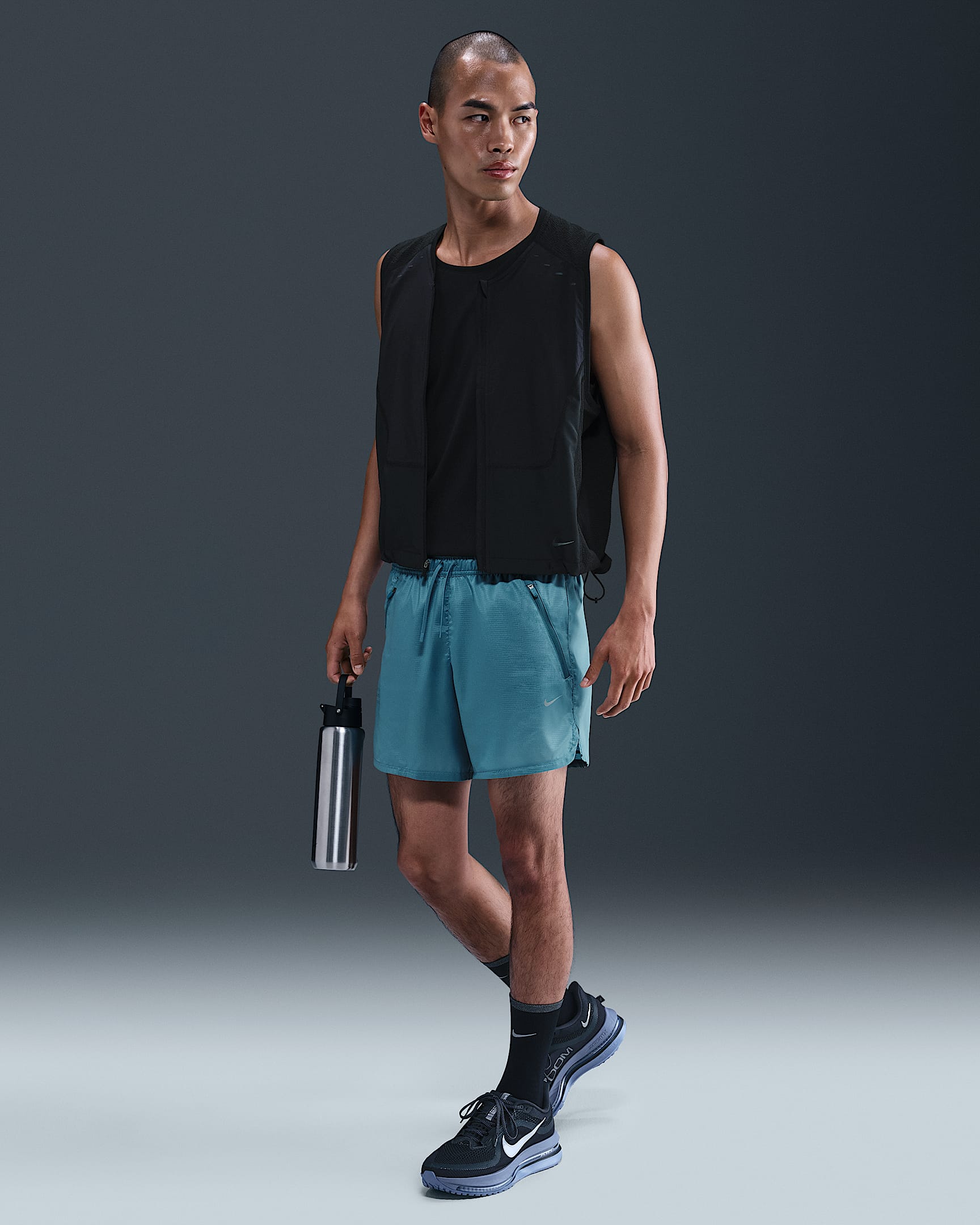 Nike Stride Running Division Men's Dri-FIT 5" Brief-Lined Running Shorts - Smokey Blue/Black