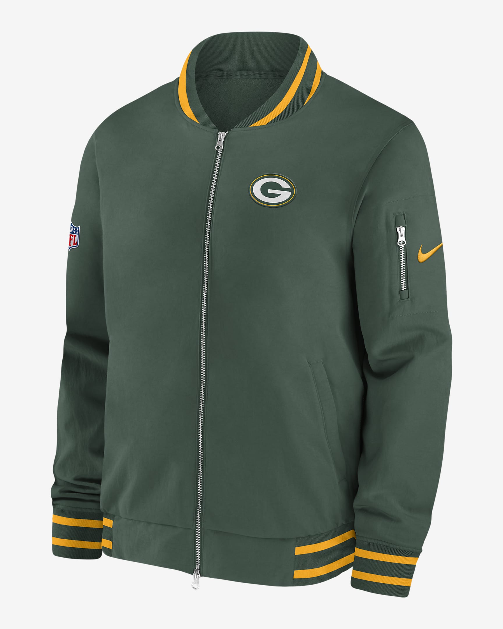 Veste aviateur à zip Nike Coach (NFL Green Bay Packers) pour homme - Fir