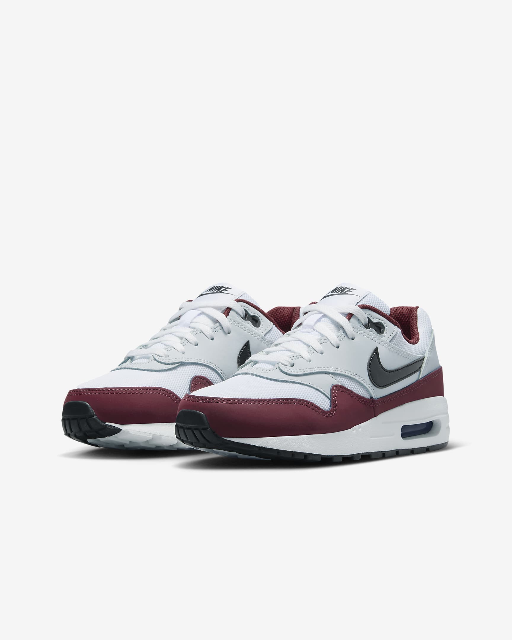 Tenis para niños grandes Air Max 1 - Blanco/Rojo team oscuro/Platino puro/Negro